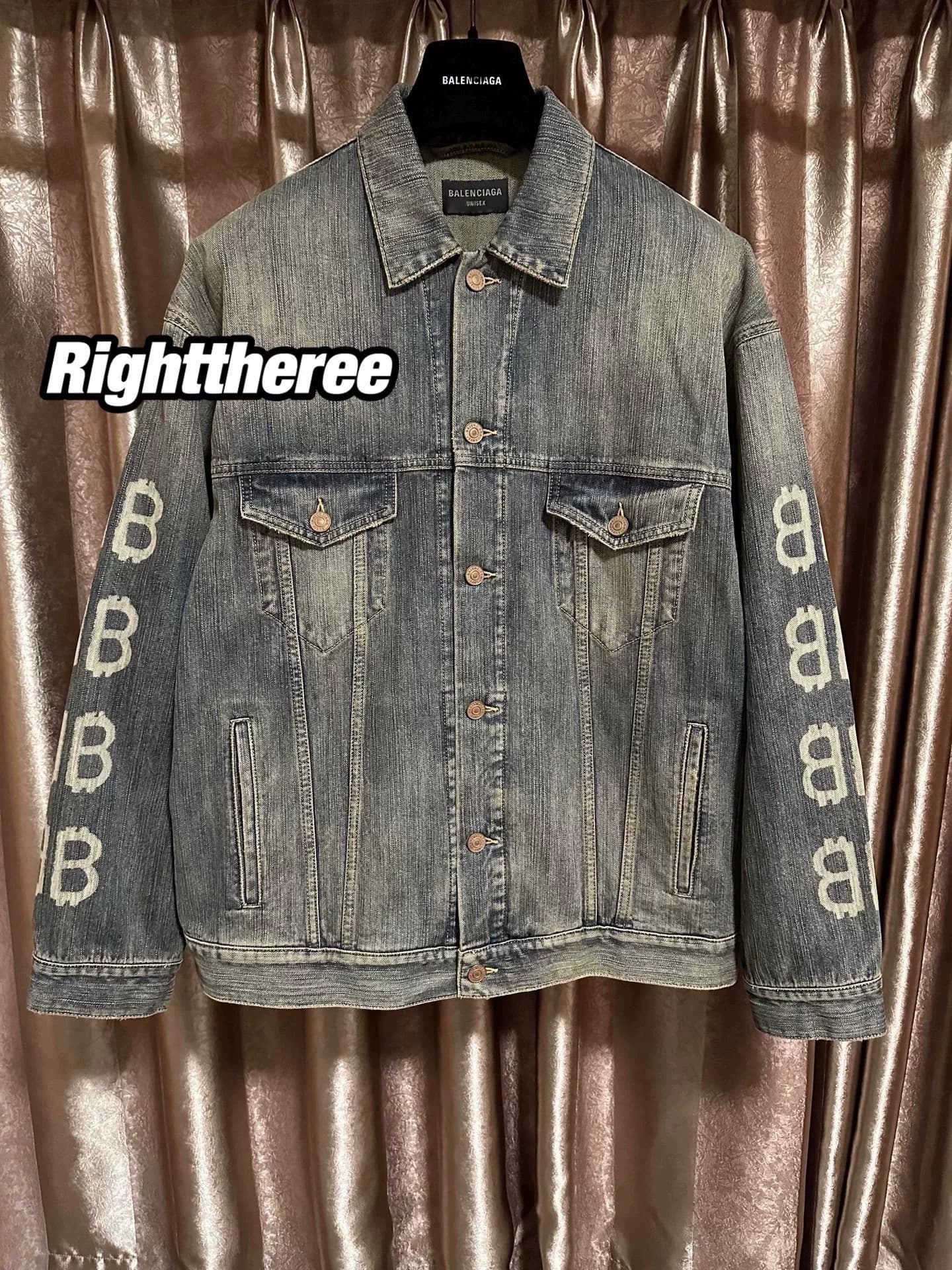 Мужская джинсовая куртка Balenciaga Double B slub, окрашенная в грязевой цвет