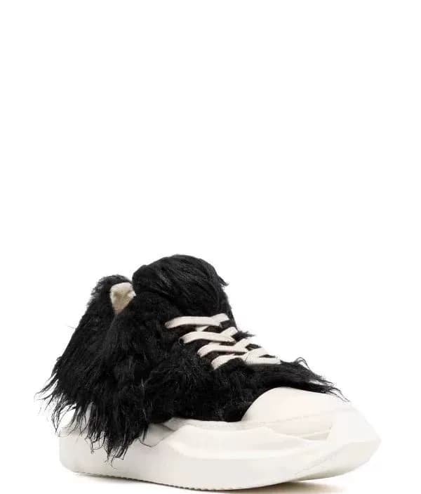 Кроссовки на танкетке Rick Owens Drkshdw с пушистой подошвой черного цвета AB