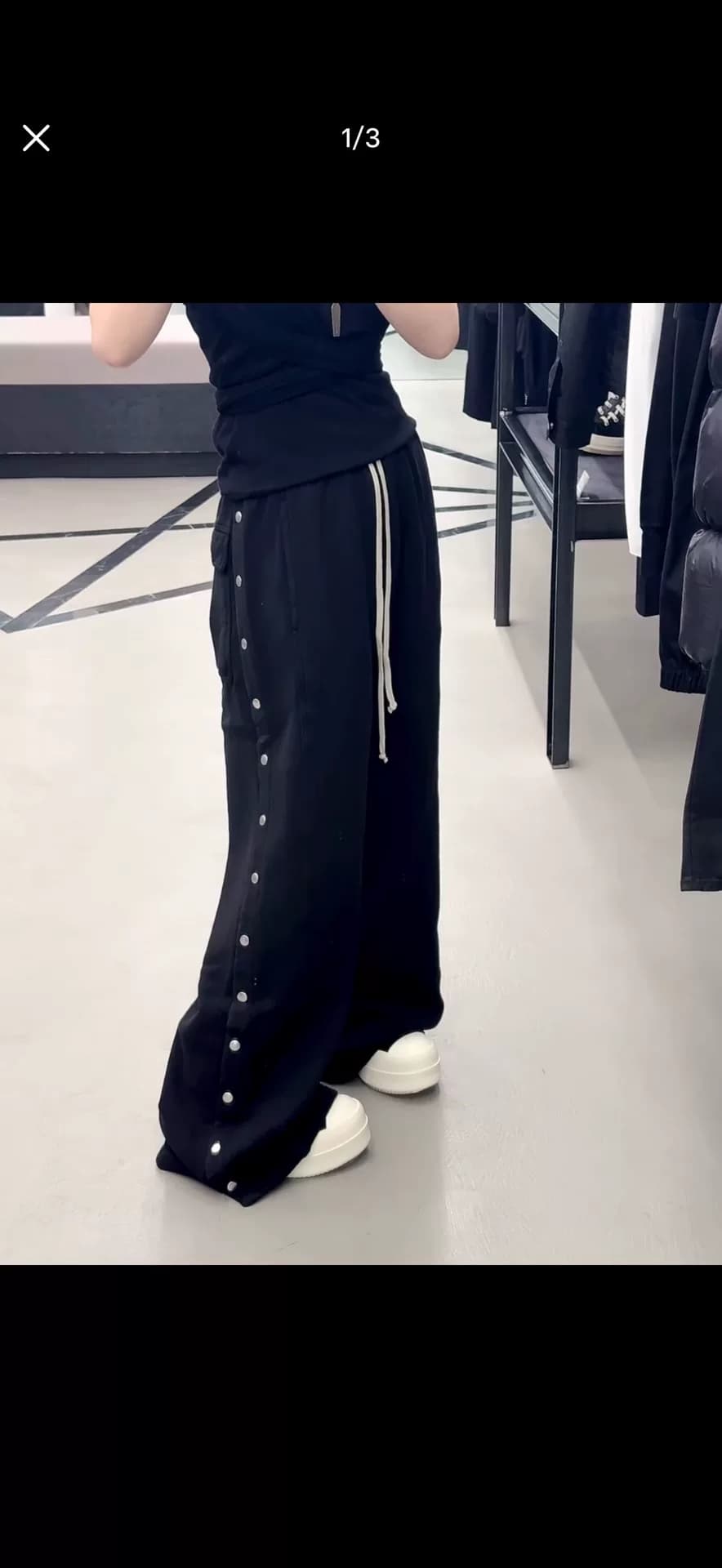 Черные спортивные брюки Rick Owens с широкими штанинами по бокам, размер XL