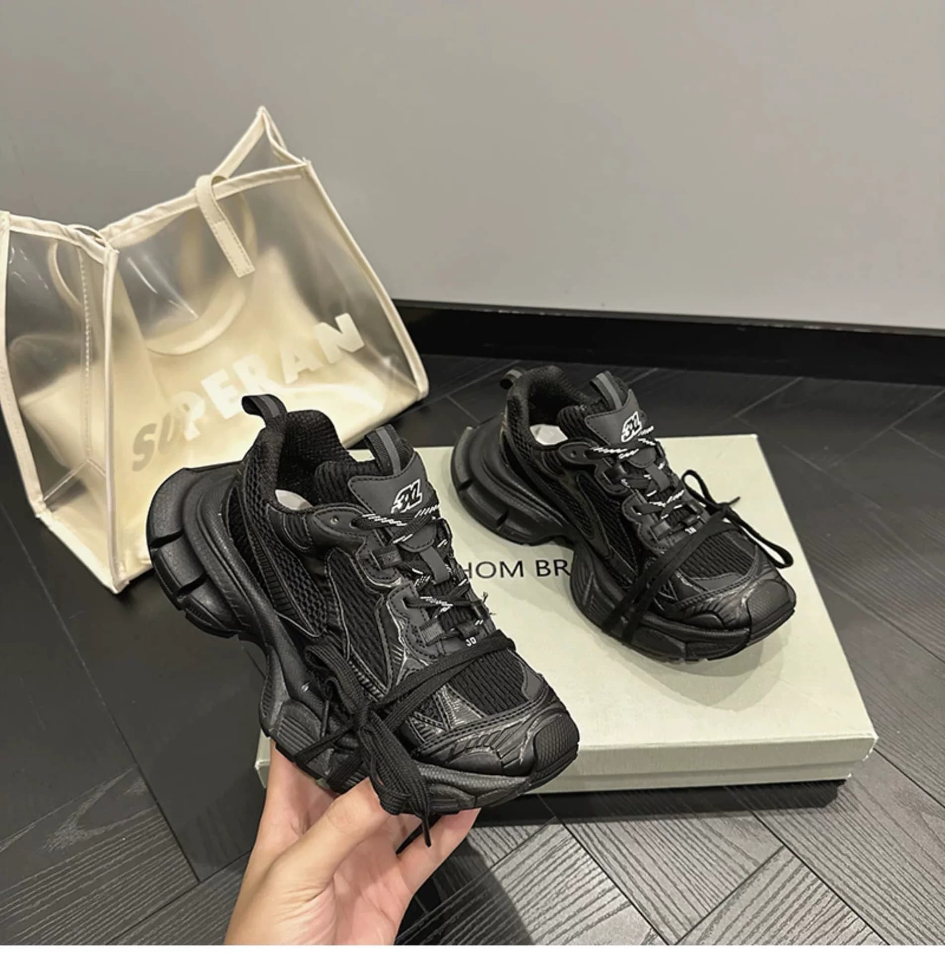 Женские туфли Balenciaga 3XL daddy shoes, размер 37, черные, изготовленные на заказ Taobao, надеты всего один раз,