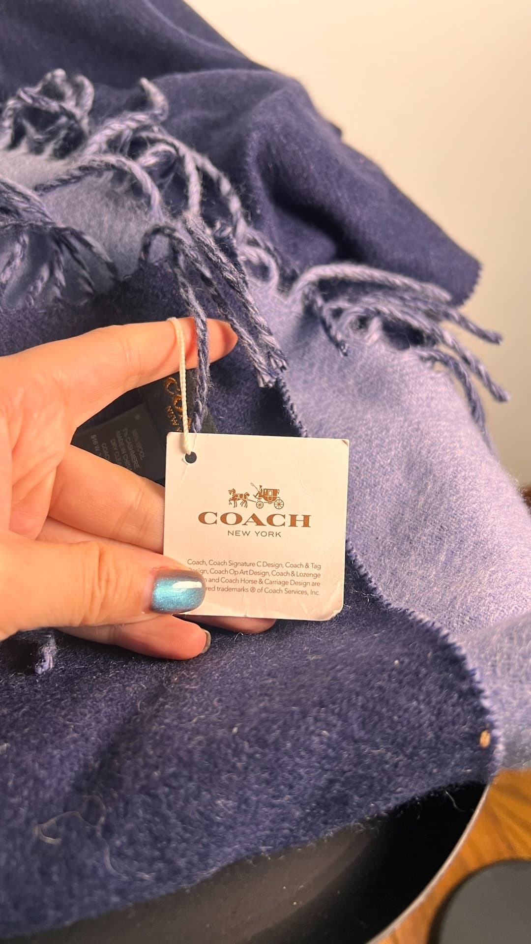 Мужской кашемировый шарф Coach, привезенный американскими друзьями, совершенно новый и неиспользованный, с биркой, глубокий