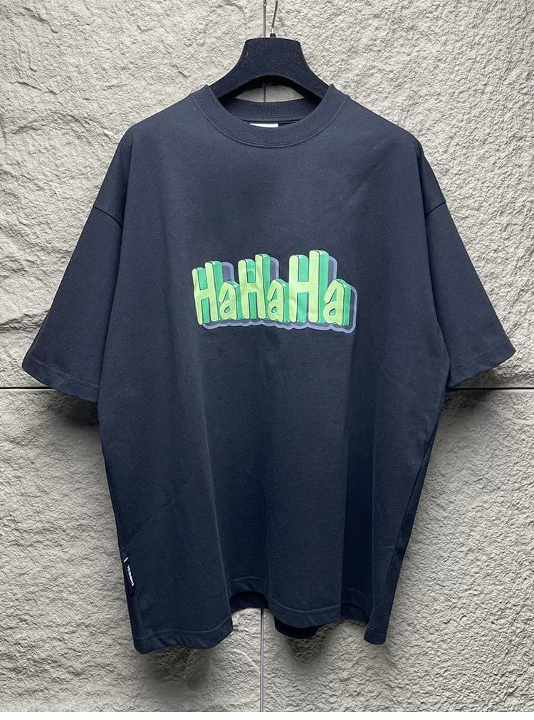 Топовая версия плотной футболки с короткими рукавами и принтом the real shot, VETEMENTS HAHAHA