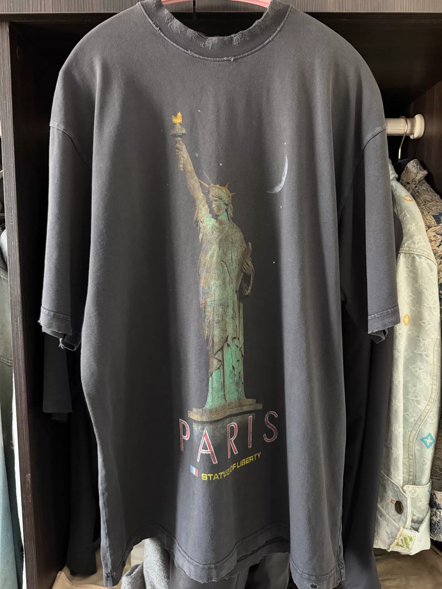 Balenciaga Balenciaga 24ss Liberty Goddess с коротким рукавом, размер XS, черный