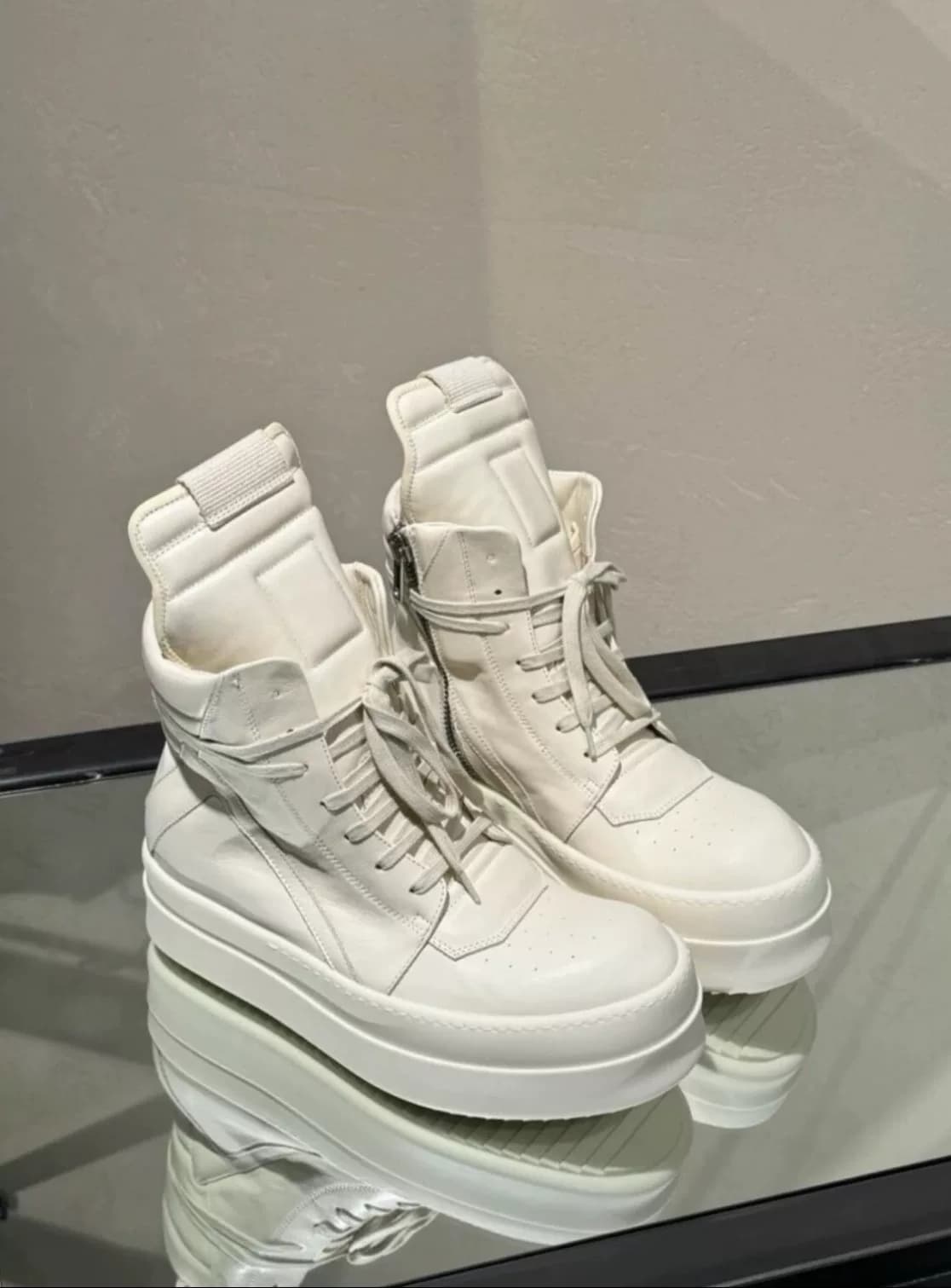 Rick Owens/ модные кроссовки Rick Owens с высоким берцем и перевернутым треугольником на толстой подошве на шнуровке