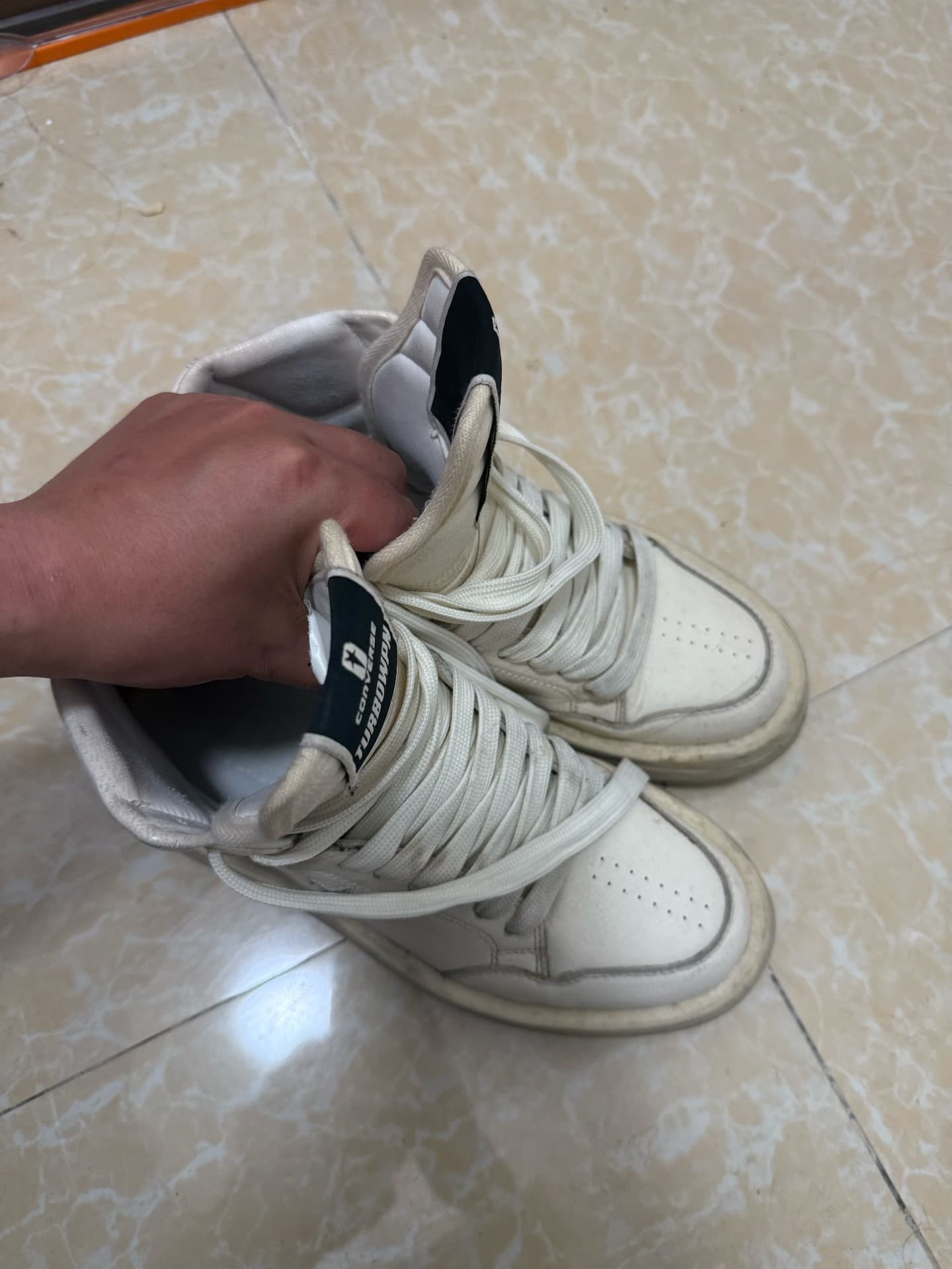 Кобрендовые кроссовки Converse x Rick Owens с высоким берцем цвета слоновой кости, белые, 40 футов