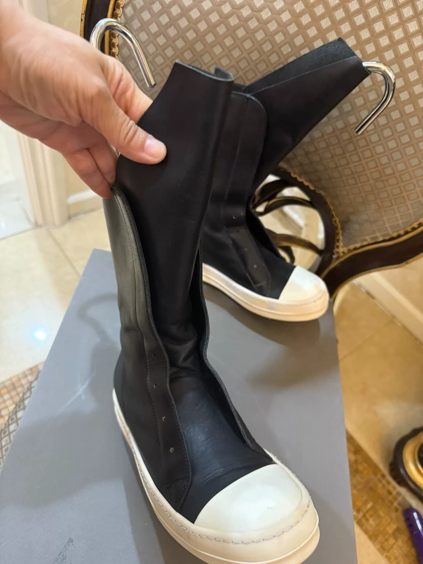 Ботинки Rick Owens main line из воловьей кожи с длинным язычком, размер 36, лучше всего носить весной и осенью
