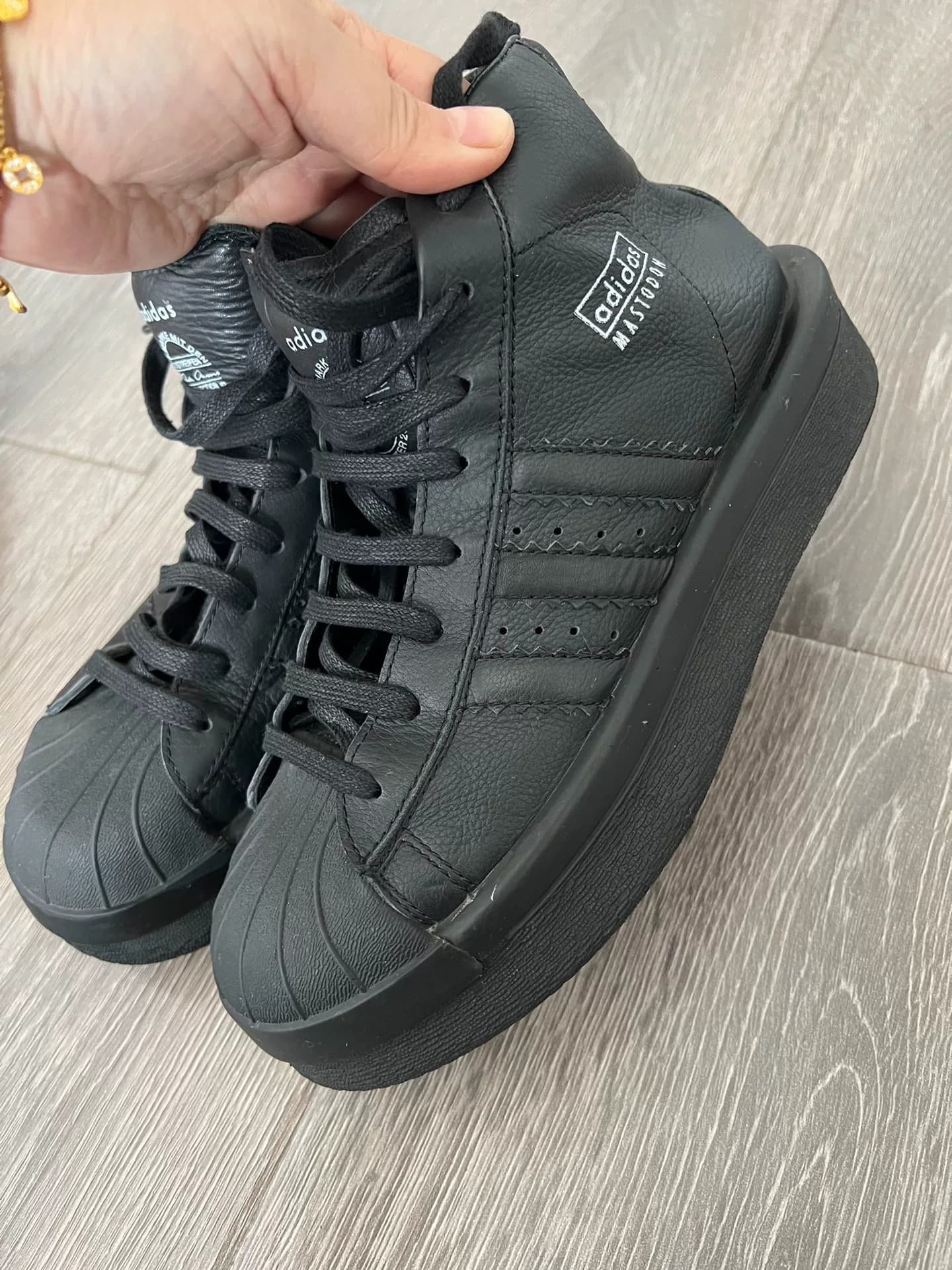 кобрендовые туфли adidas x Rick Owens с круглым носком, черные, на высоком каблуке