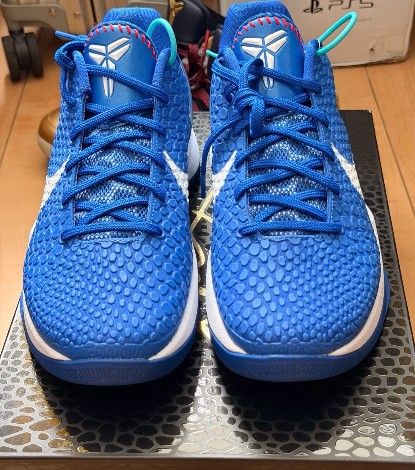 Настоящие боевые баскетбольные кроссовки fidelity Kobe 6 Dodge blue из натуральной кожи