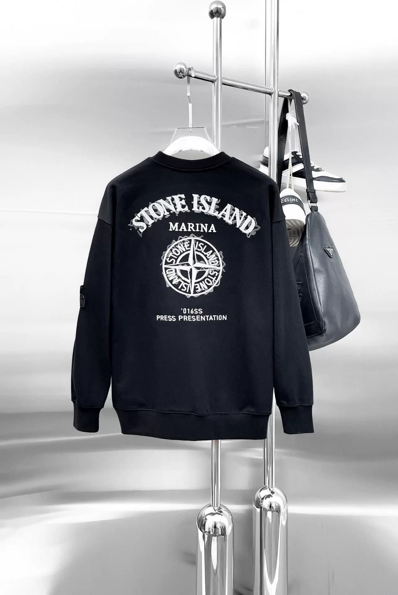Свитер с круглым вырезом и принтом с логотипом STONE ISLAND Stone ISLAND Classic Compass