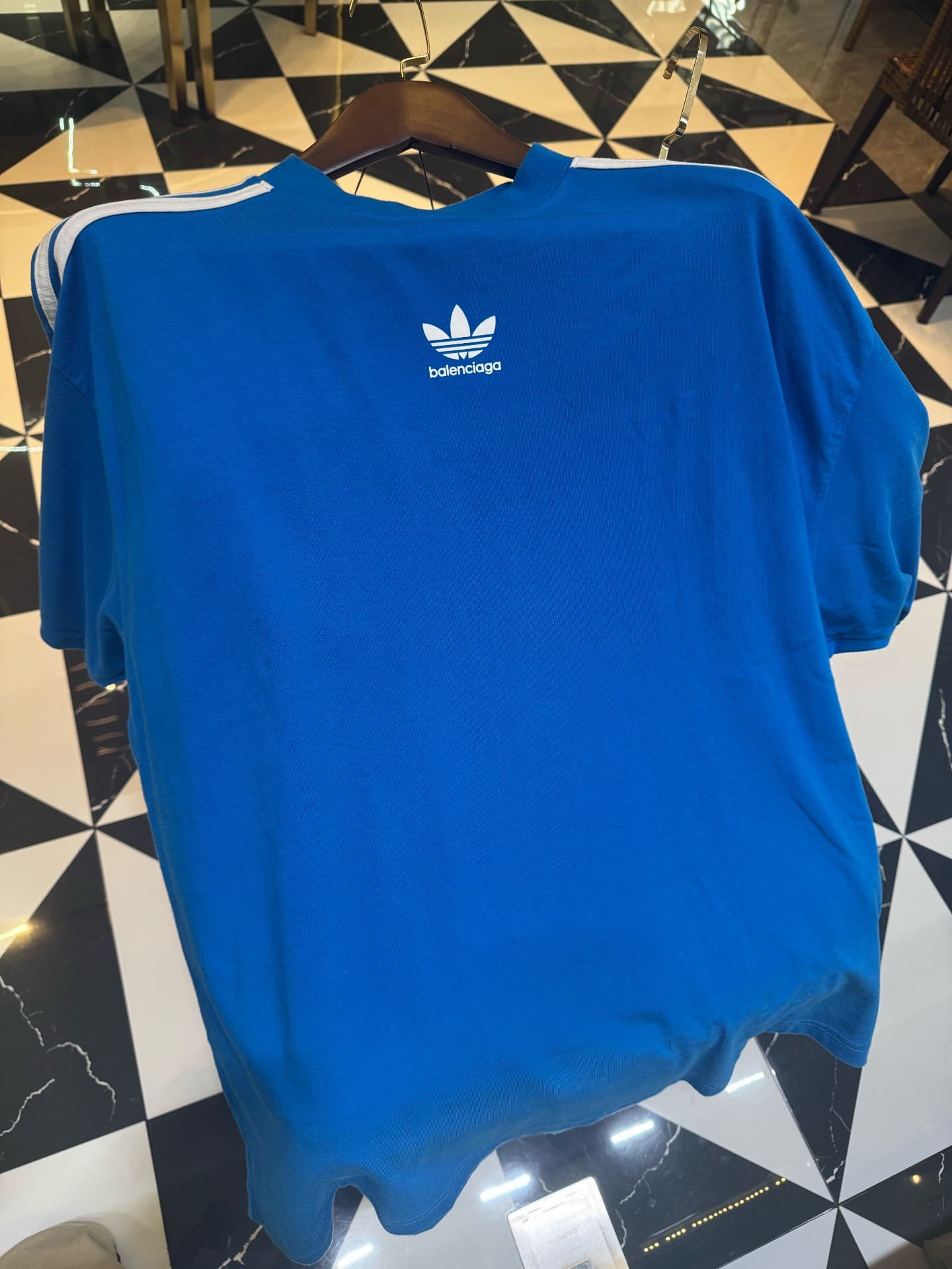 98 новая синяя футболка Balenciaga x Adidas joint с коротким рукавом