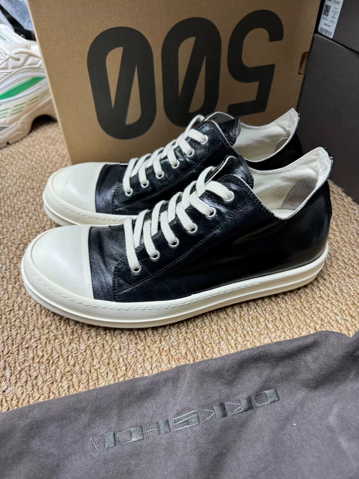 Комплексная линия RICKOWENS DRKSHDW RO с восковой поверхностью big Converse