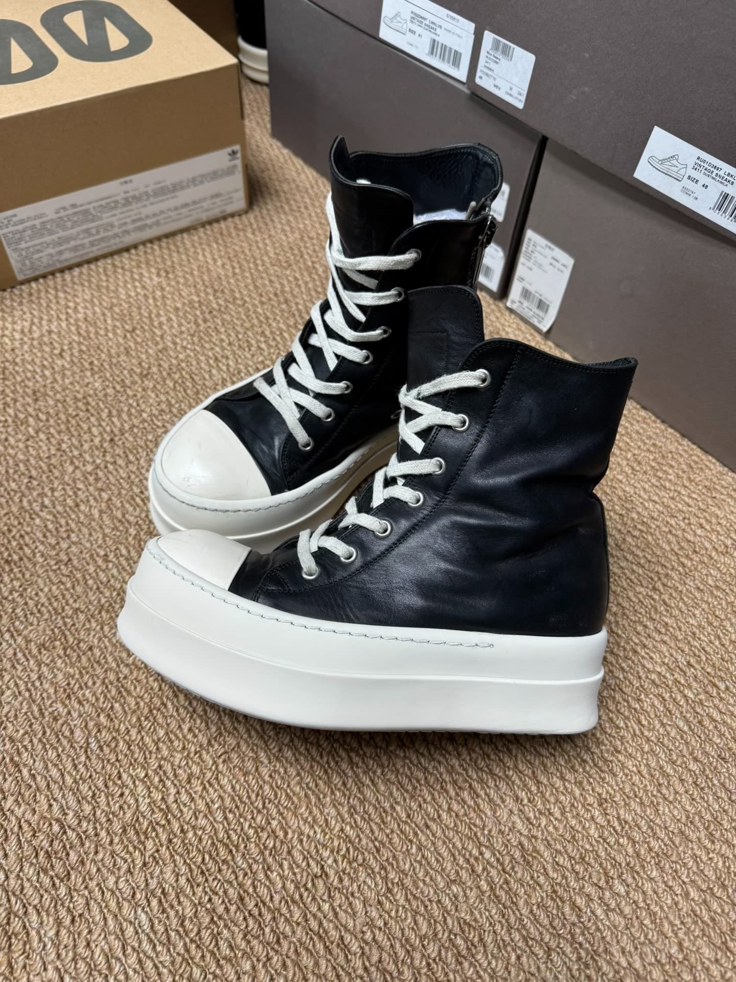 Кроссовки converse LUXOR из воловьей кожи на толстой подошве RICKOWENS RO main line