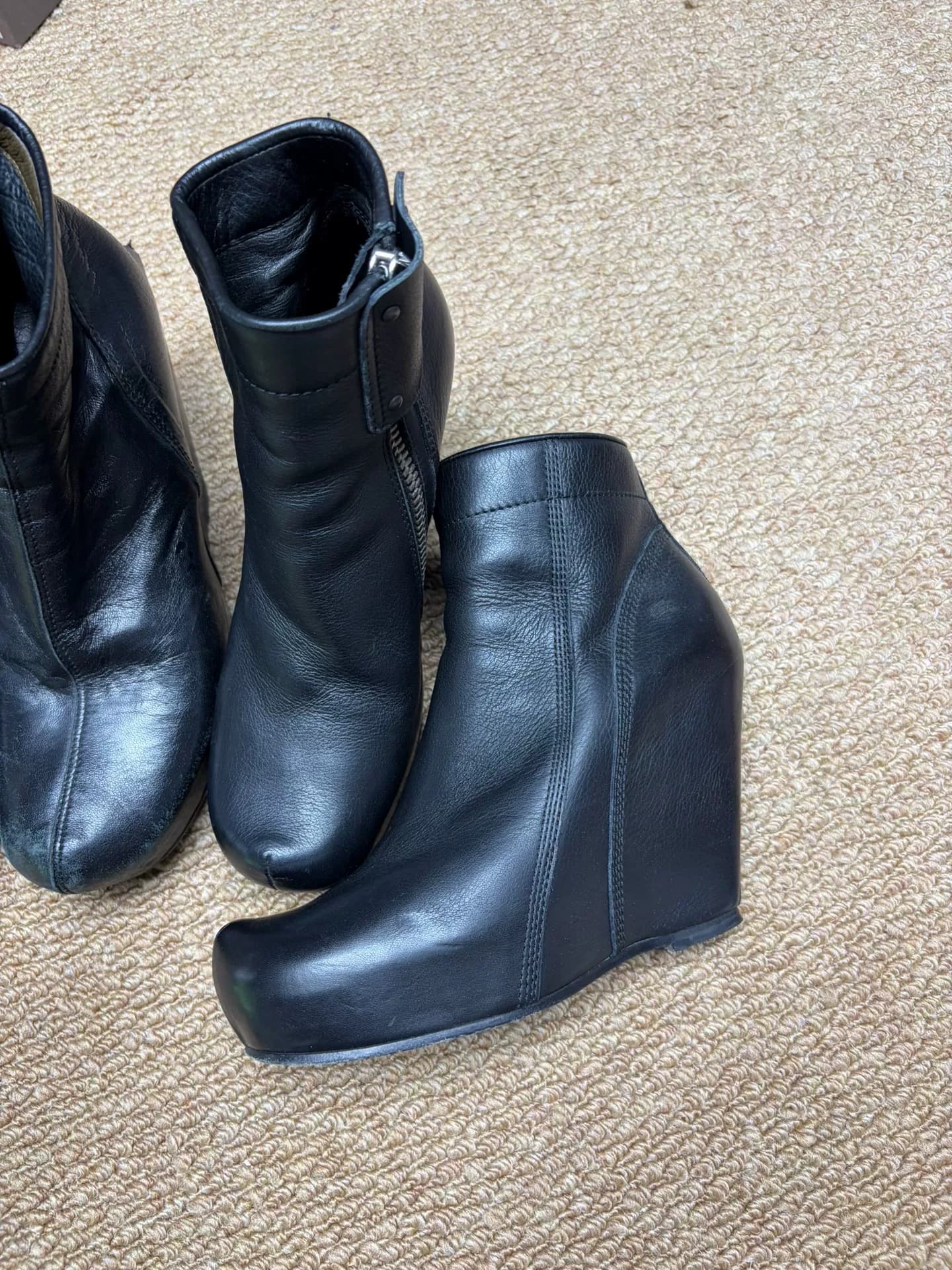 Черные ботинки на танкетке RICKOWENS RO main line, размер 35, ro dark first