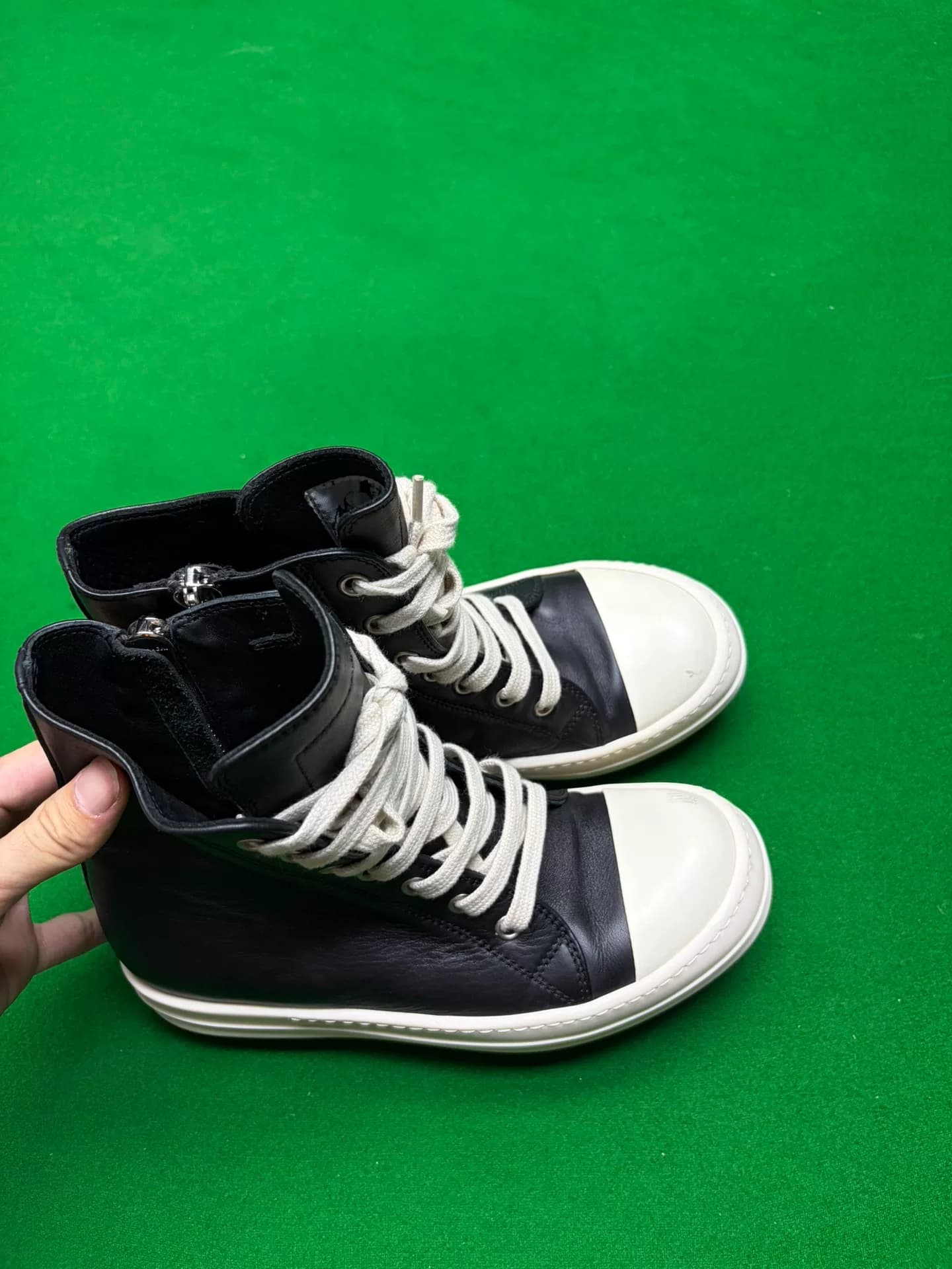 RICKOWENS RO main line из воловьей кожи черно-белого цвета, большие кеды Converse с высоким берцем, черно-белая основная линия