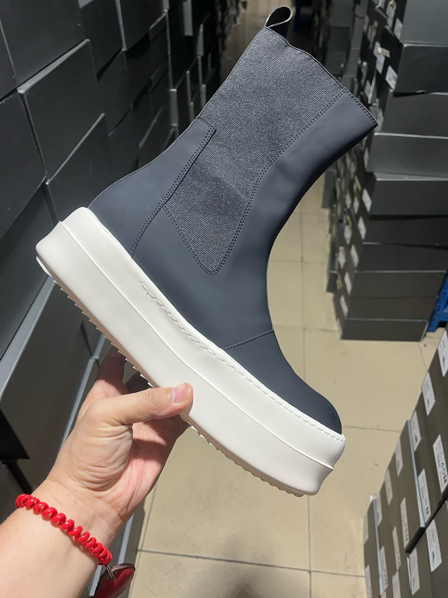 Мужские и женские ботинки Челси из воловьей кожи на толстой подошве Rick Owens RO main line