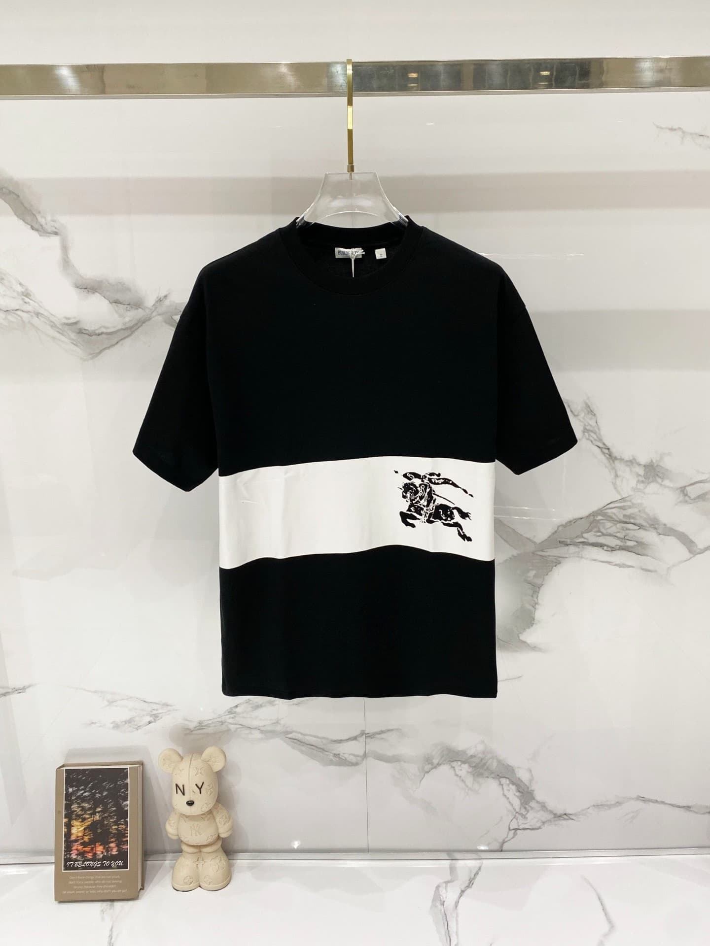BURBERRY Футболка Burberry war Horse в полоску с короткими рукавами, абсолютно новая, с биркой three-стандартный комплект