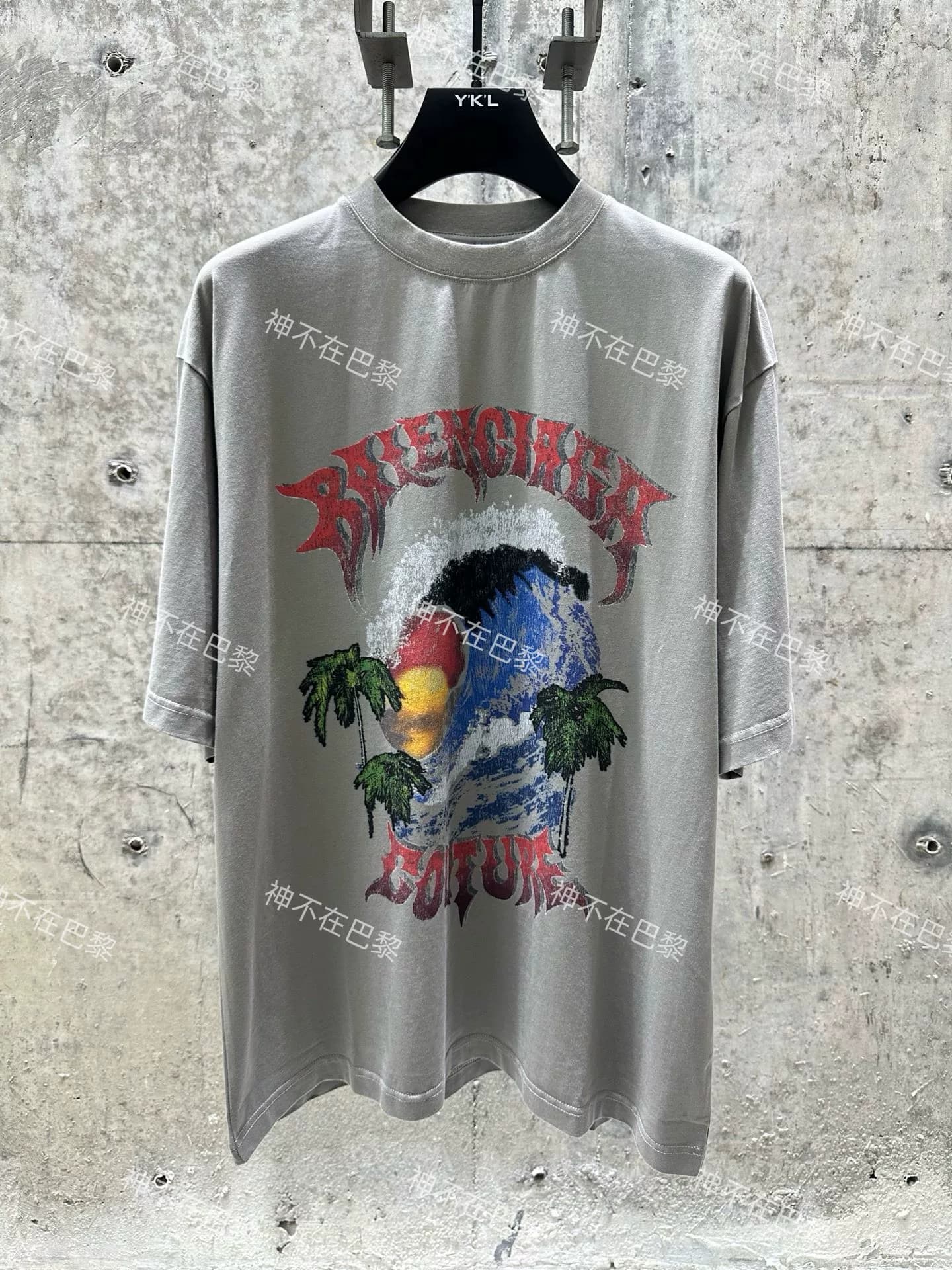 Коллекция высокой моды Balenciaga 26ss Гавайский закат и морские волны футболка с короткими рукавами