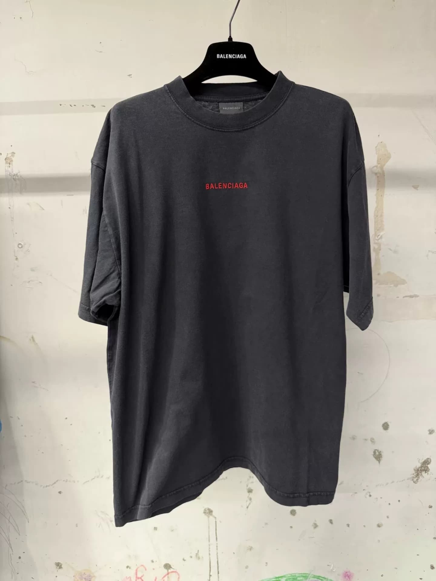 Летняя футболка Balenciaga в новом стиле с красными буквами, вышитыми до и после стирки, свободная хлопковая футболка с короткими рукавами