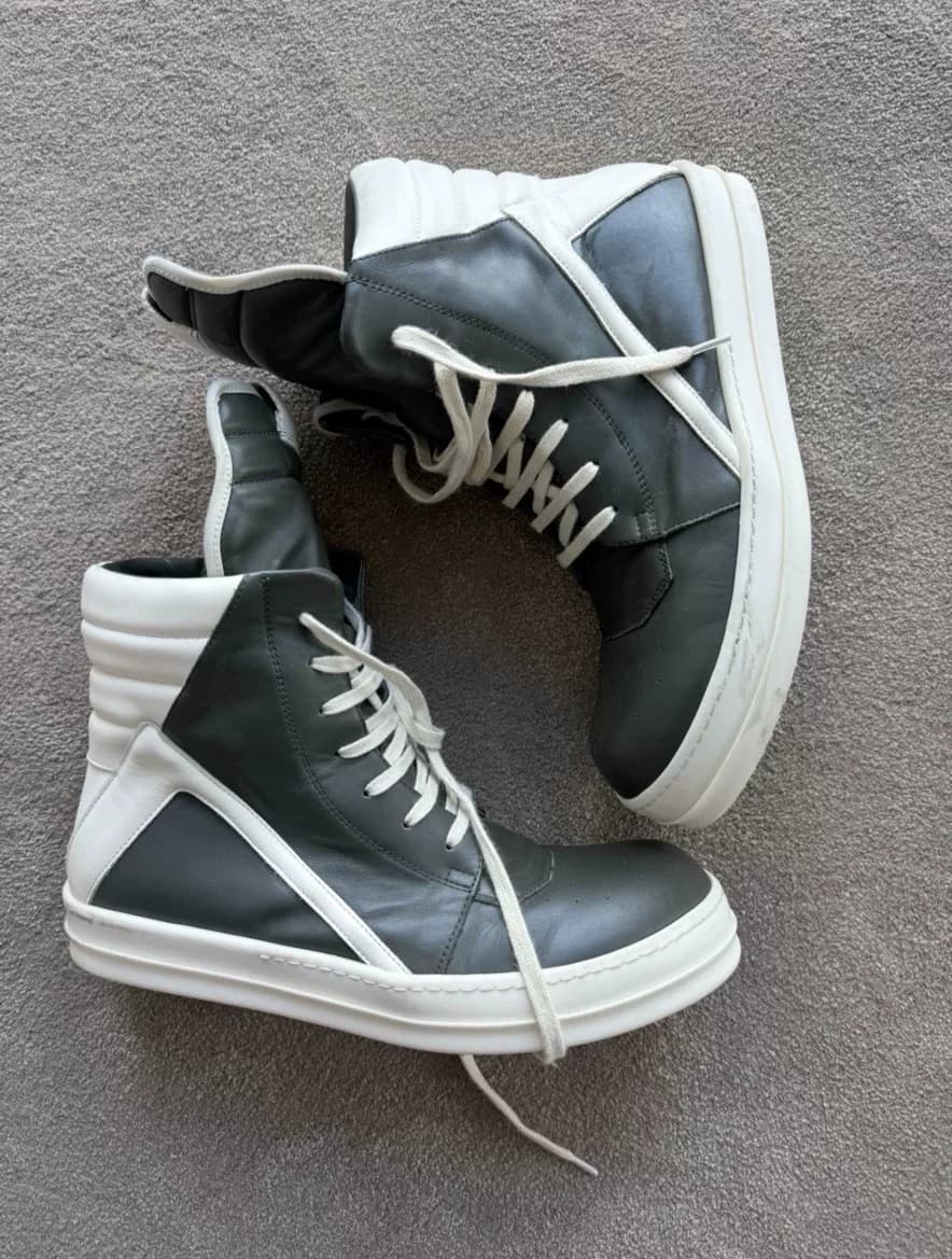 rickowens inverted triangle темно-зеленая основная линия с высоким берцем из нового материала из овчины очень