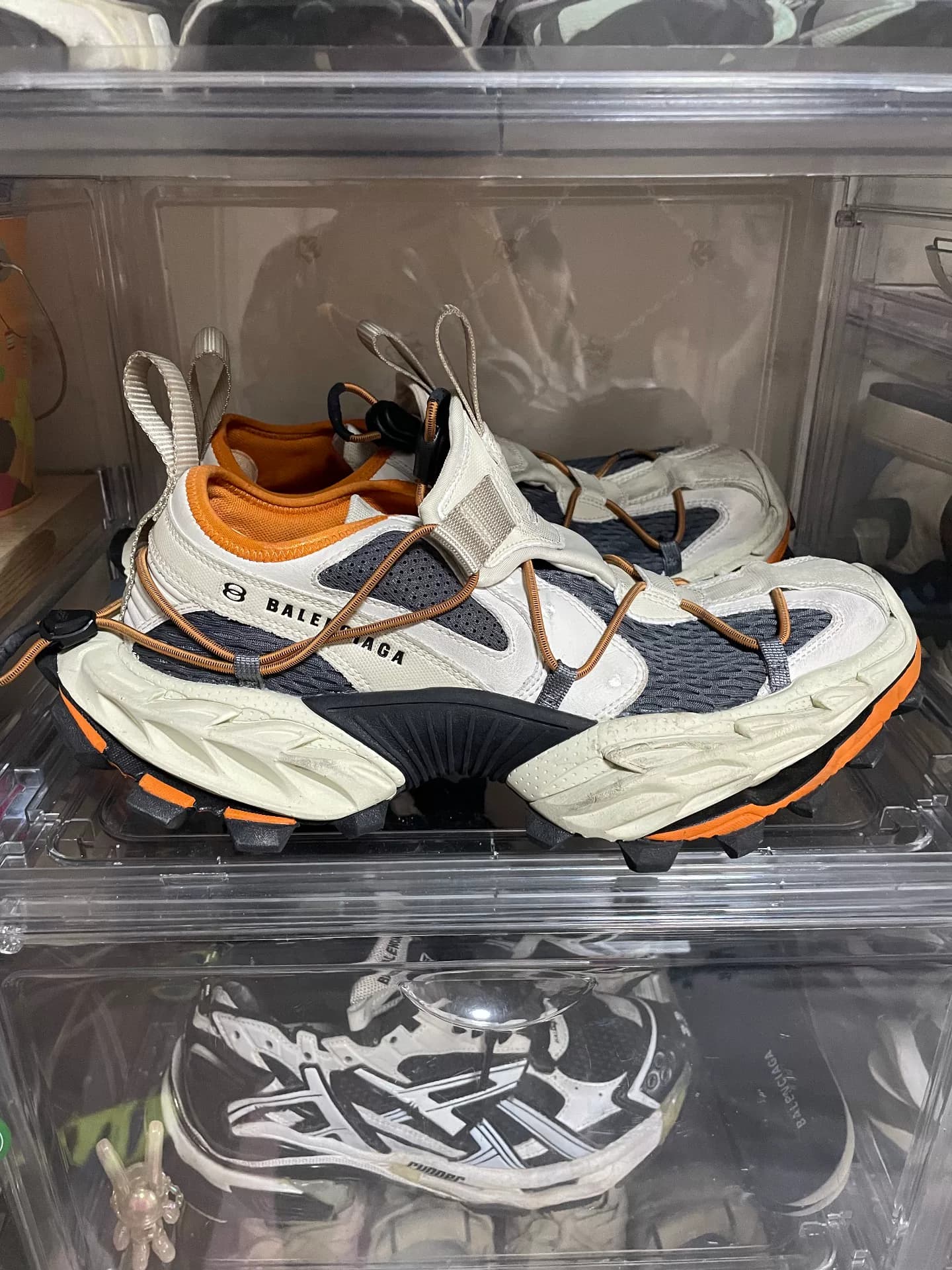 Кроссовки Balenciaga Balenciaga Hike на шнурках с глубоким вырезом daddy shoes Белый оранжевый
