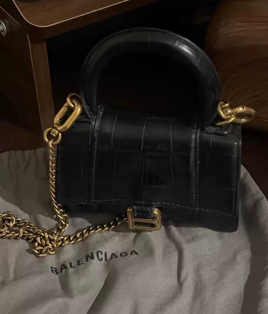 Песочные часы Balenciaga mini из черного золота очень маленькие