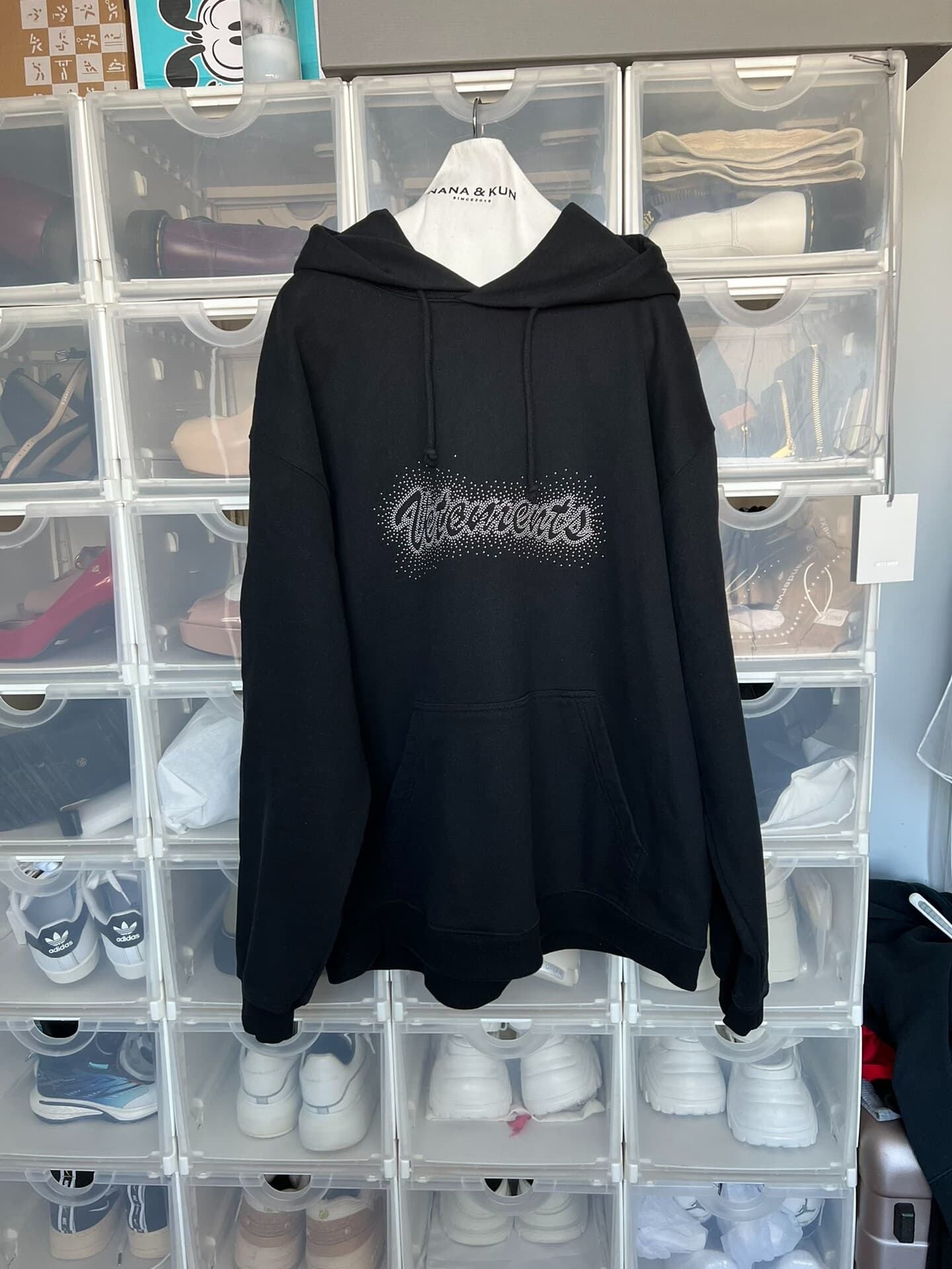 Свитер с капюшоном Vetements, свитер с капюшоном vetements, черный, унисекс, широкий рукав