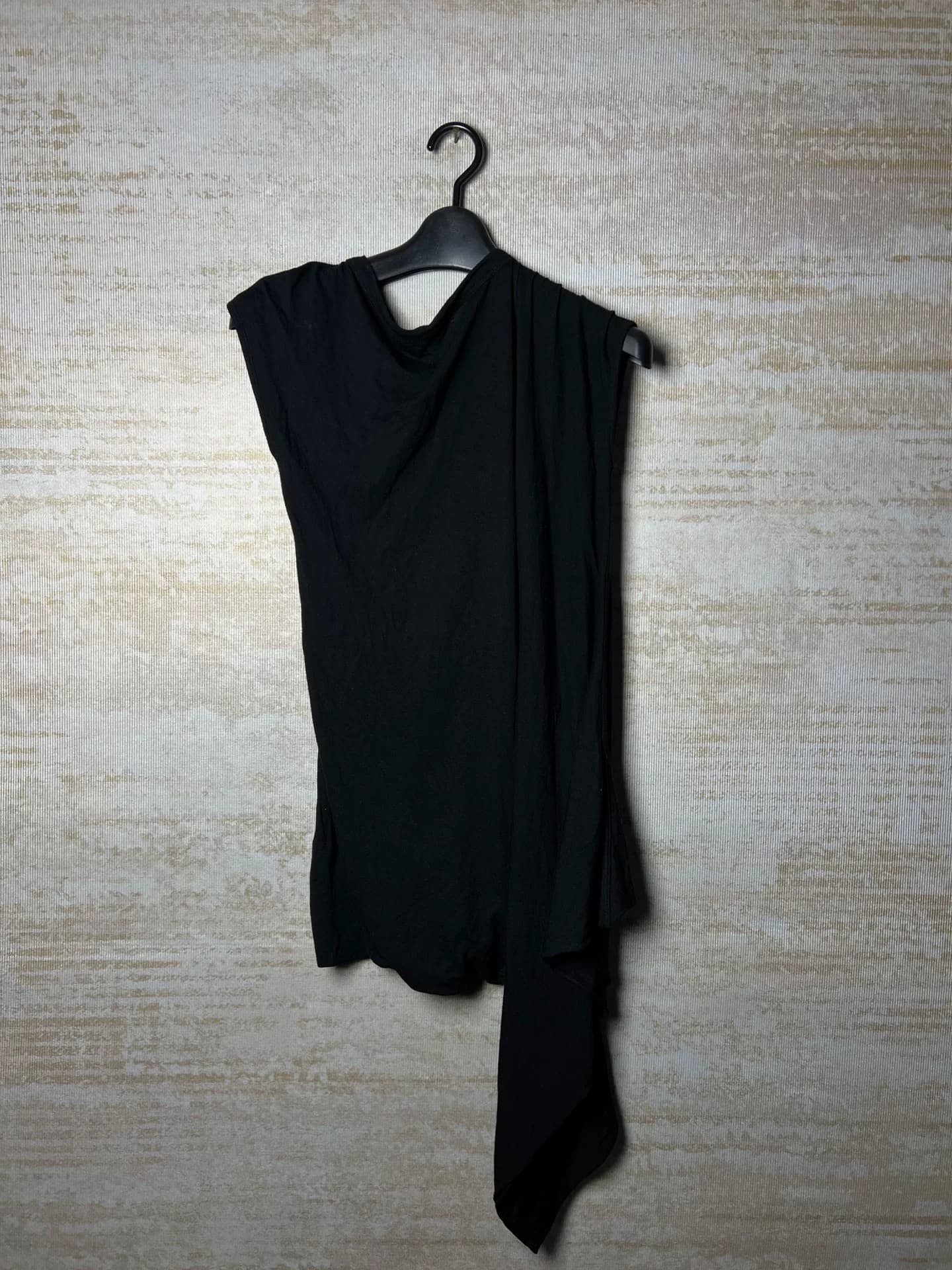 【Резка специальной формы】 Трапециевидная резка шелка Rick Owens 15FW pure black T