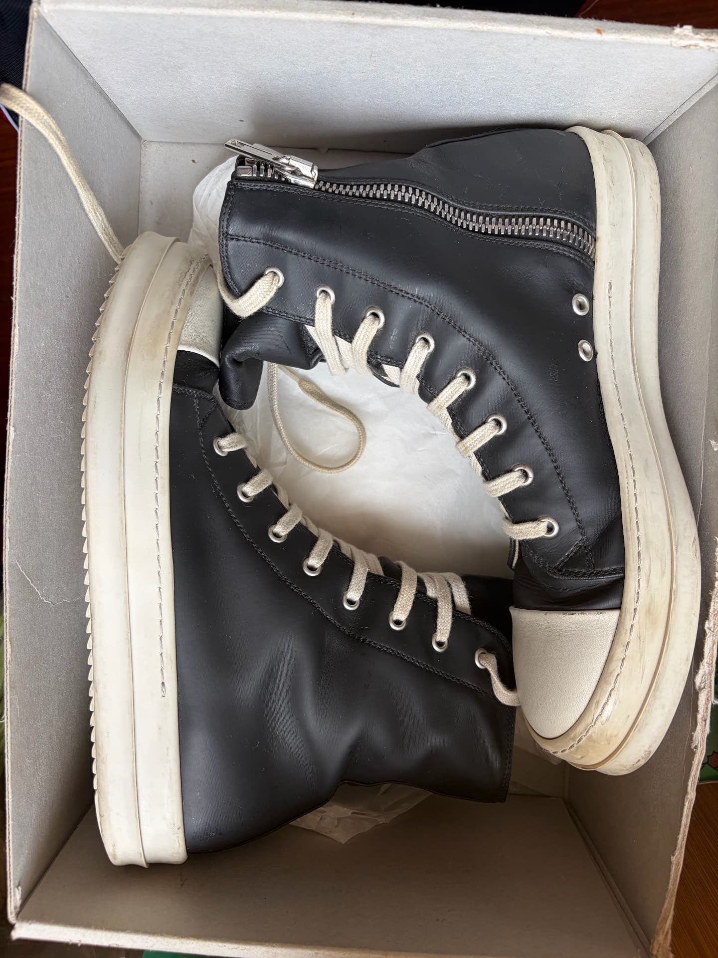 Туфли с высоким берцем rick owens из телячьей кожи 42-го размера