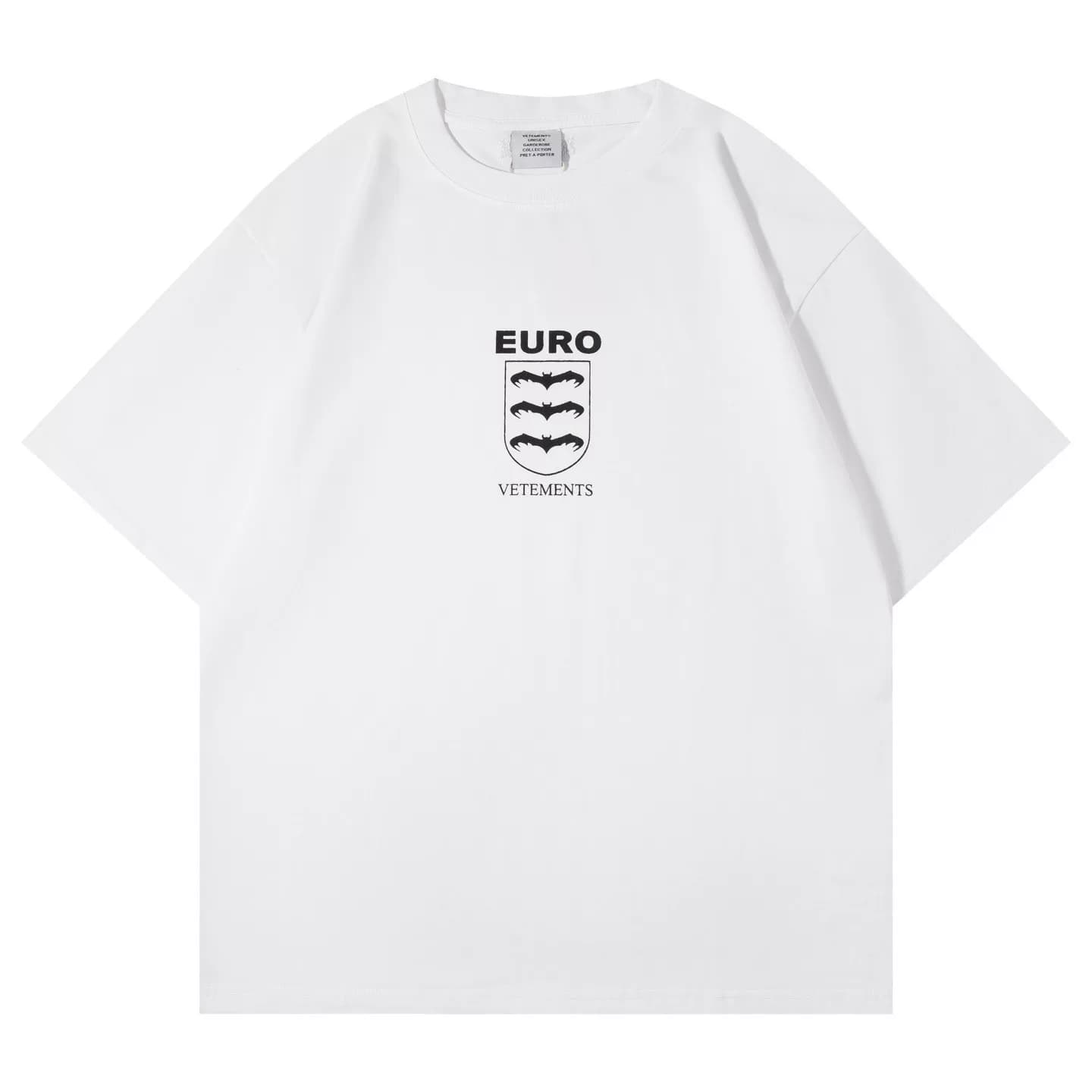 Футболка с коротким рукавом Vetements new EURO с принтом "летучая мышь", белая, XS、