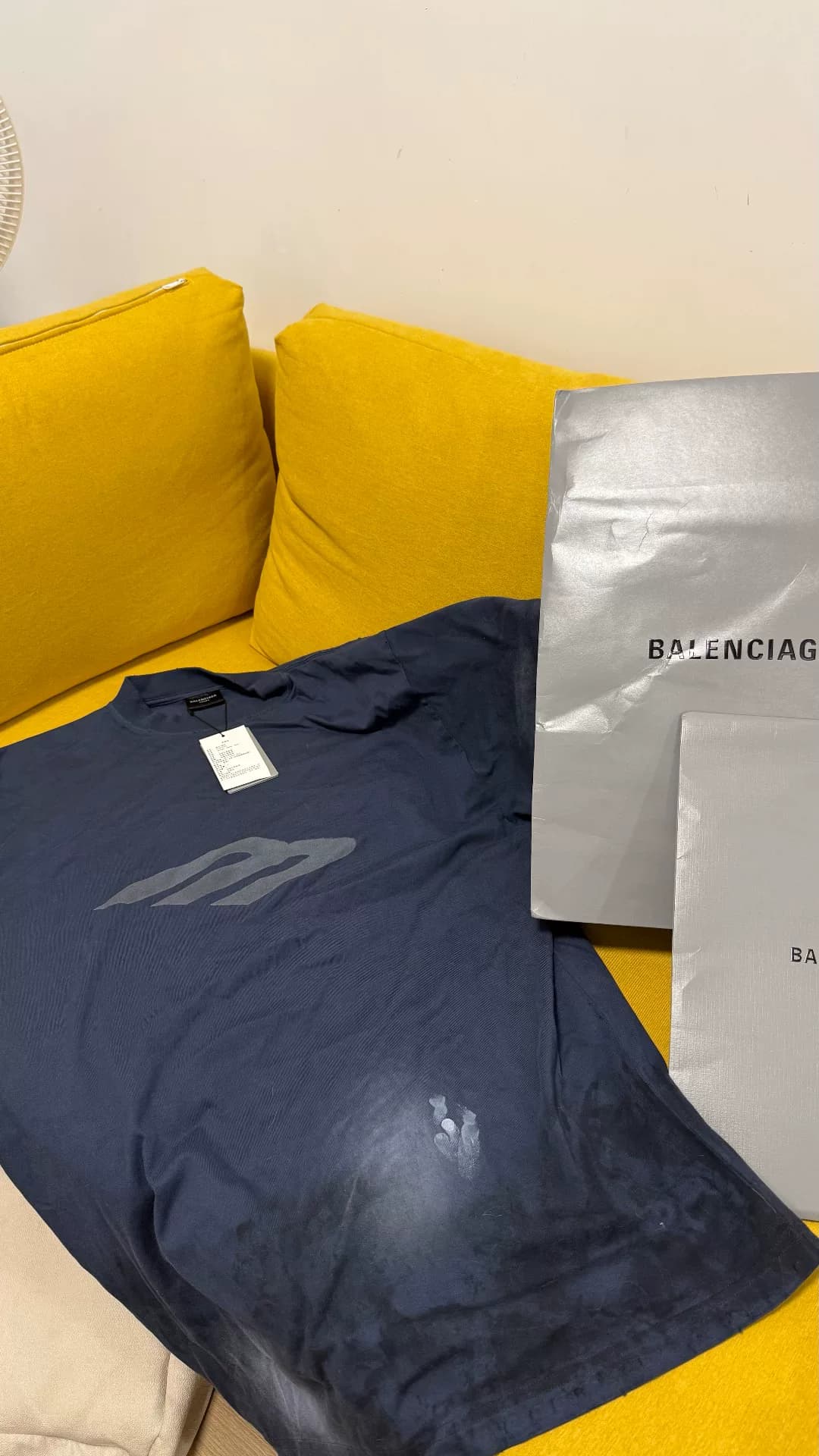 Футболка Balenciaga Balenciaga 3B с короткими рукавами, темно-синяя, размер M,