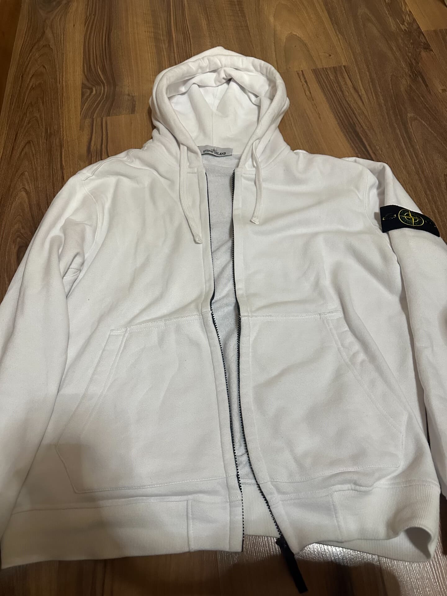 Белый свитер с капюшоном STONE ISLAND свободного кроя размера XL для мужчин и женщин