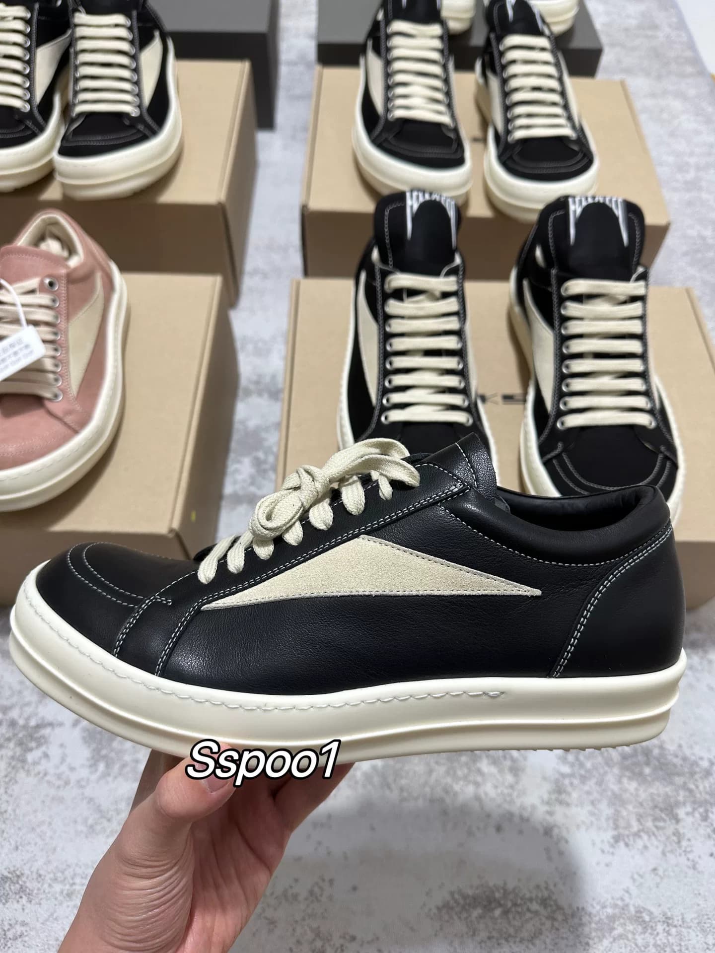 Спот-фургоны RickOwens, нарушающие авторские права, основная линейка ярких кожаных фургонов, нарушающих авторские права, черного цвета