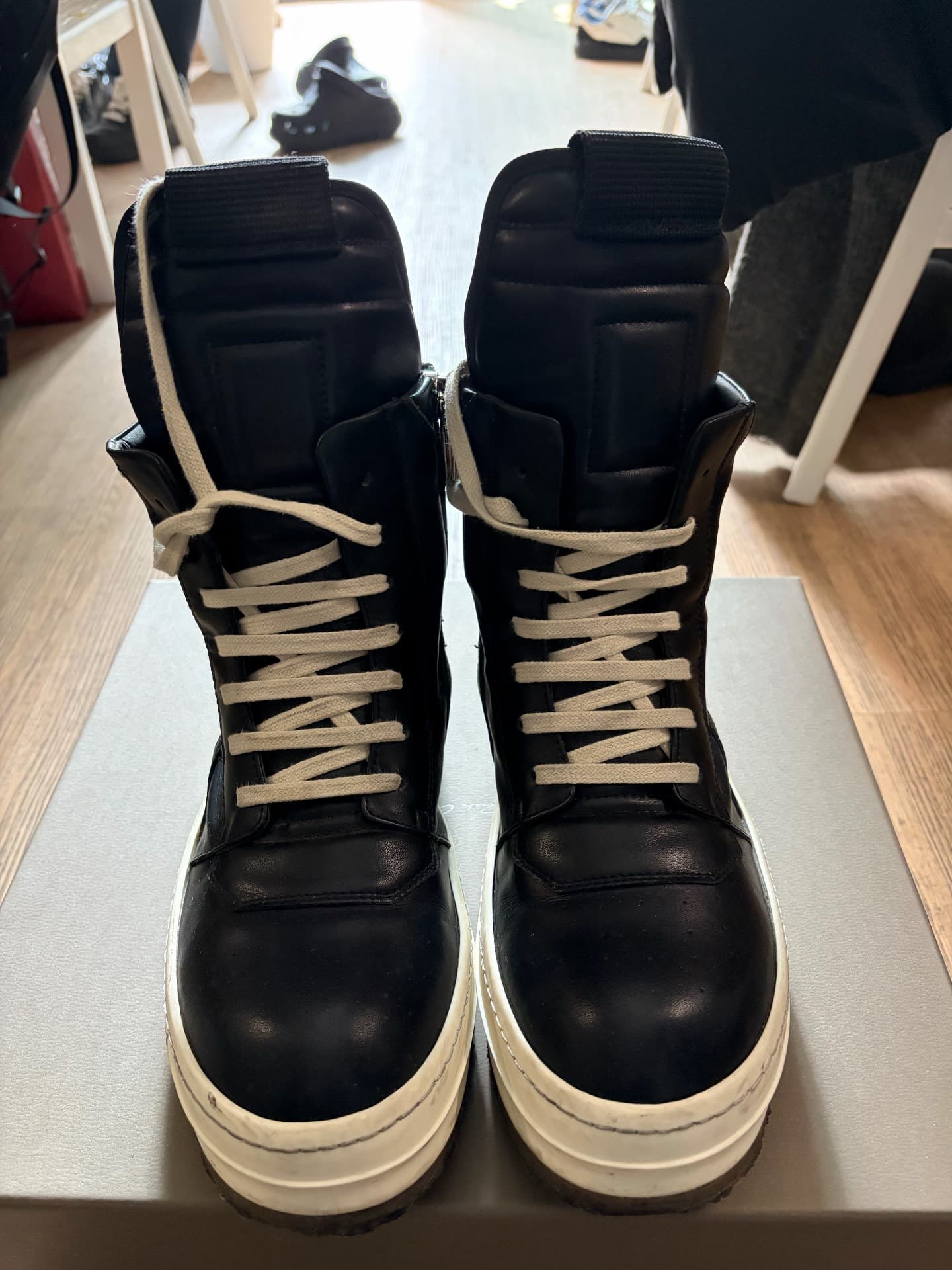 Черные сапоги с высоким берцем из необработанной ленты Rick Owens, размер 44