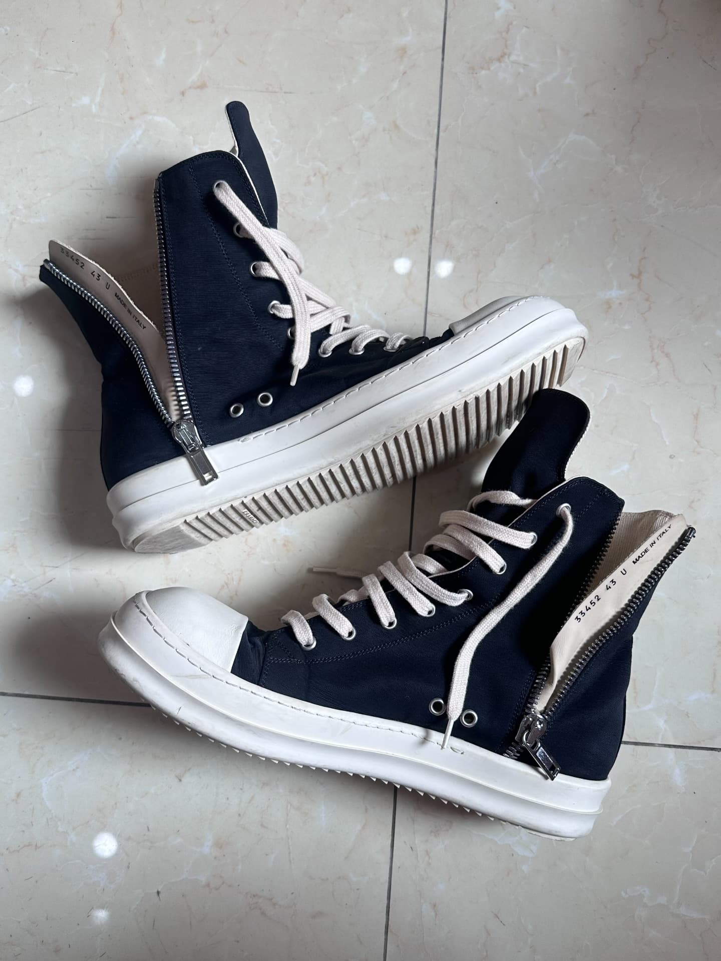 Парусиновые туфли Rick Owens Drkshdw с высоким берцем, черные, на молнии.