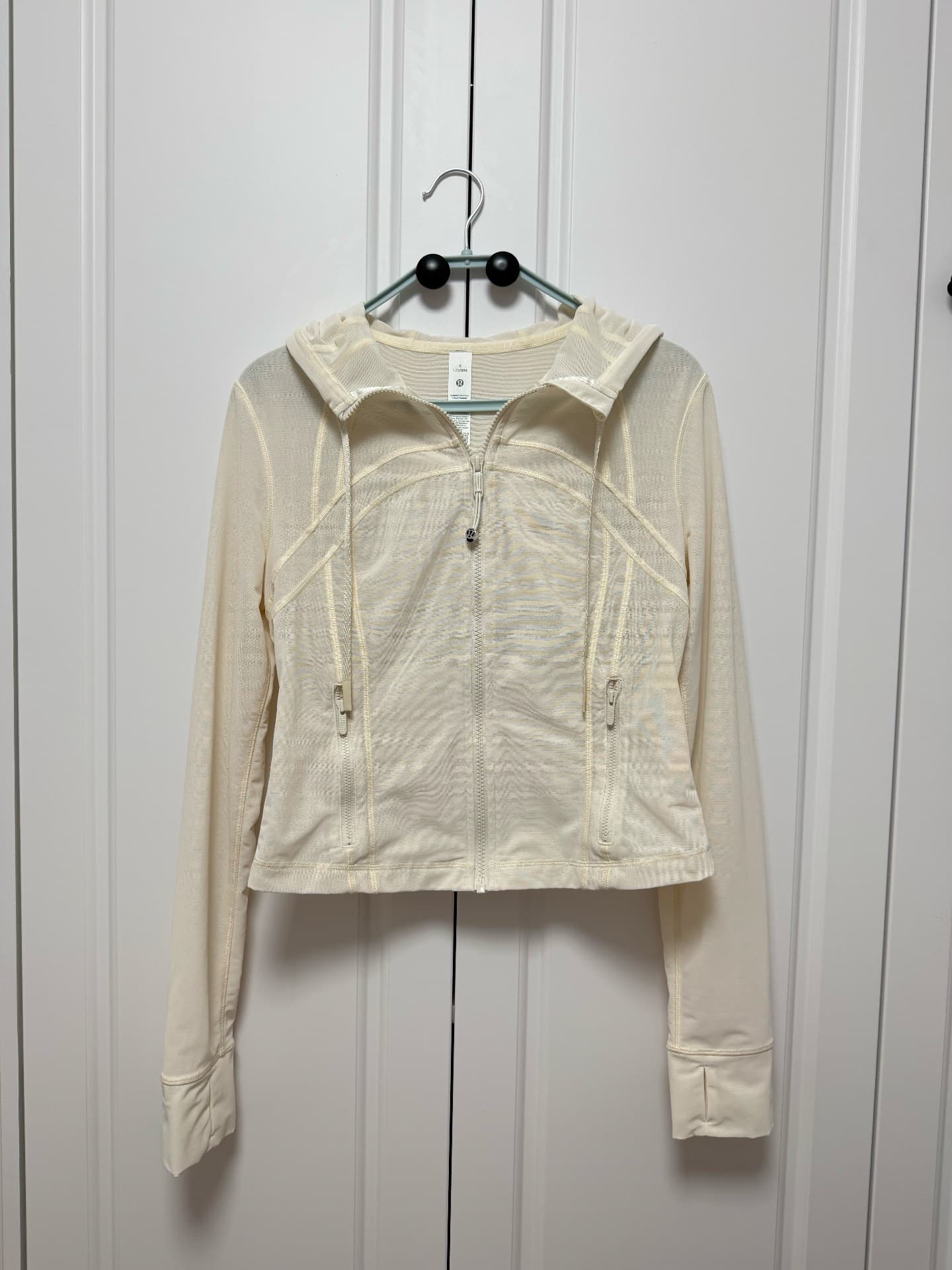 Короткая сетчатая куртка с капюшоном Lululemon Define, цвет слоновой кости, 8