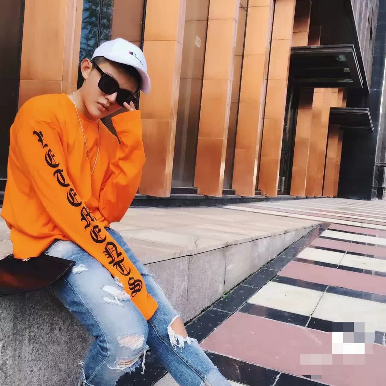 мужская свободная весенняя футболка с длинными рукавами и надписью vetements custom, размер L, цельная
