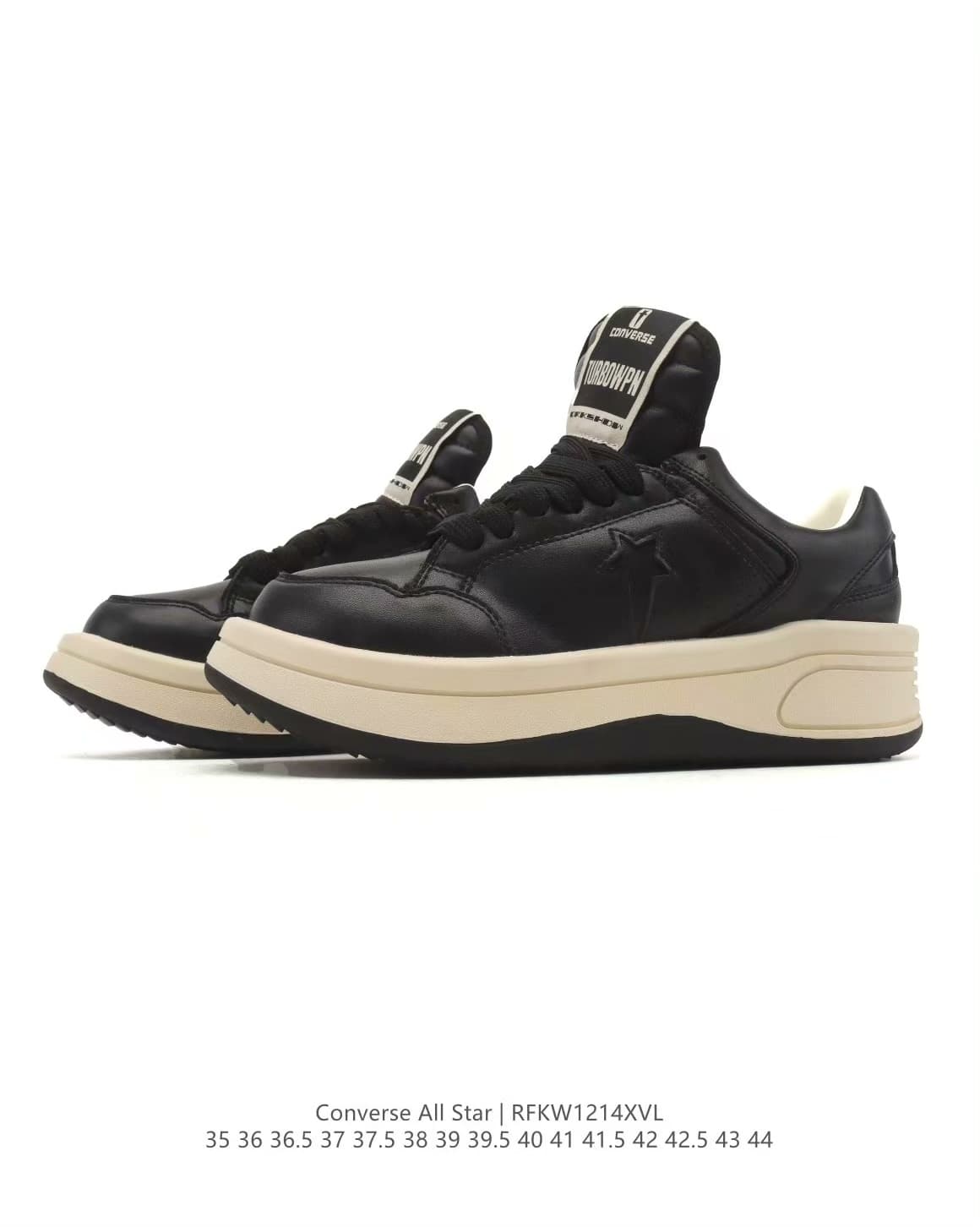 Кобрендовые кроссовки Rick Owens x Converse на толстой подошве черного цвета