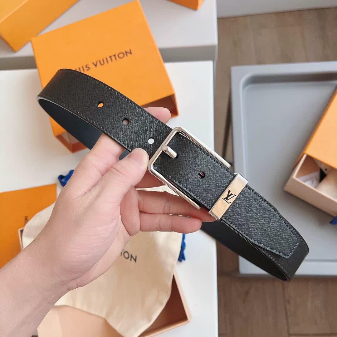 Мужской ремень из натуральной кожи LV, верхний слой из воловьей кожи, мужской ремень с булавочной пряжкой