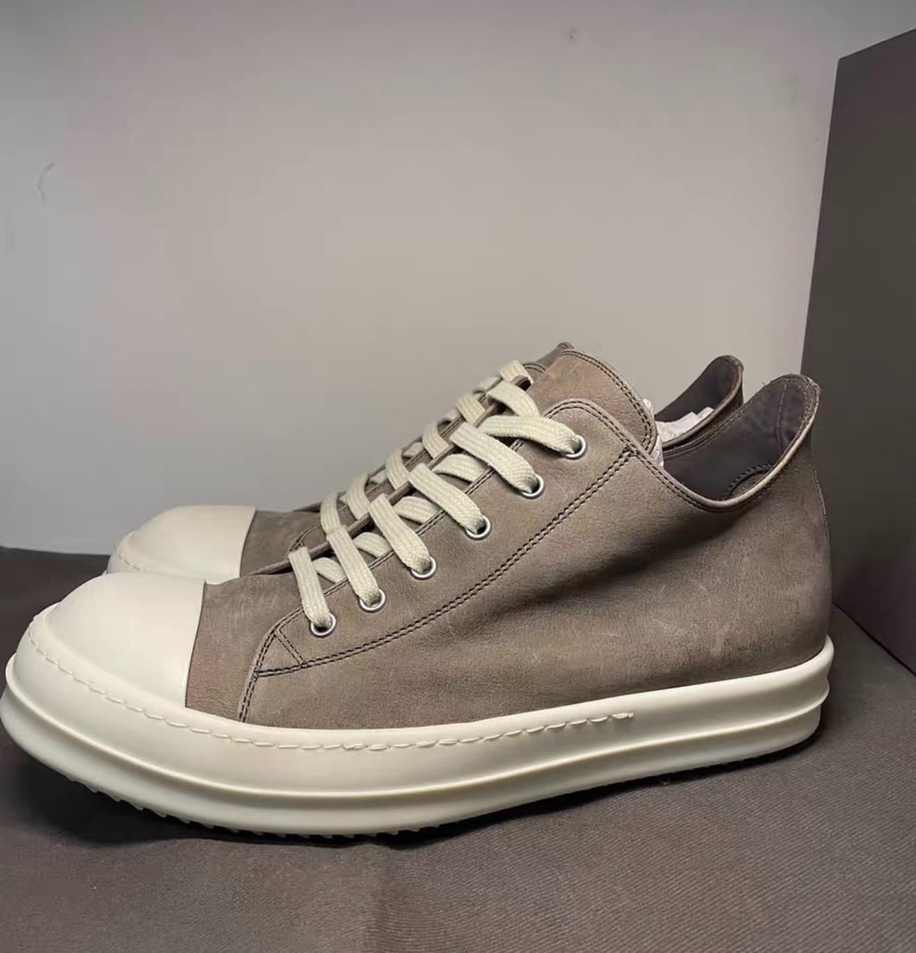 Мужские кроссовки из коричневой замши с глубоким вырезом Rick Owens 26ss ro main line