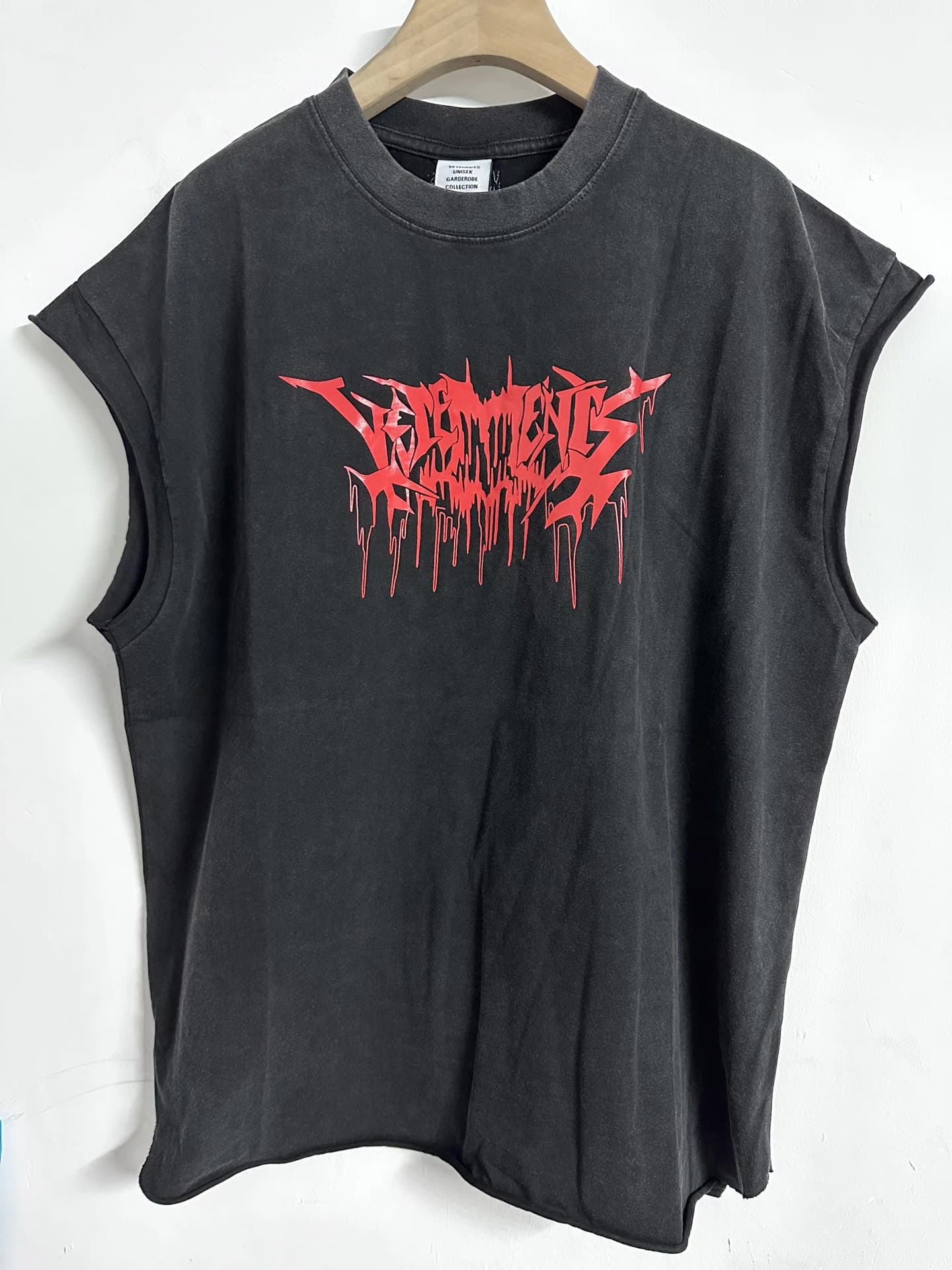 Весенне-летняя новая футболка без рукавов vetements 2026, новая стирка