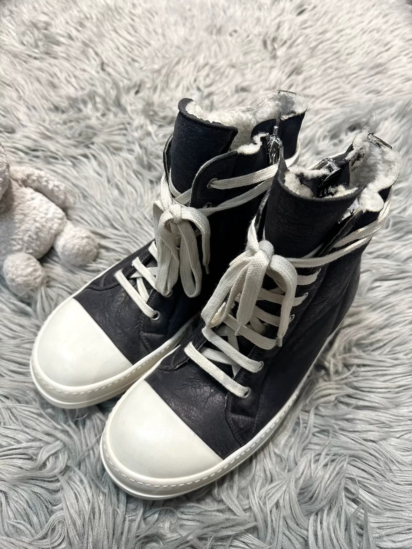 кроссовки converse ro rare с высоким берцем из овечьей шерсти основной линии rickowens 17fw