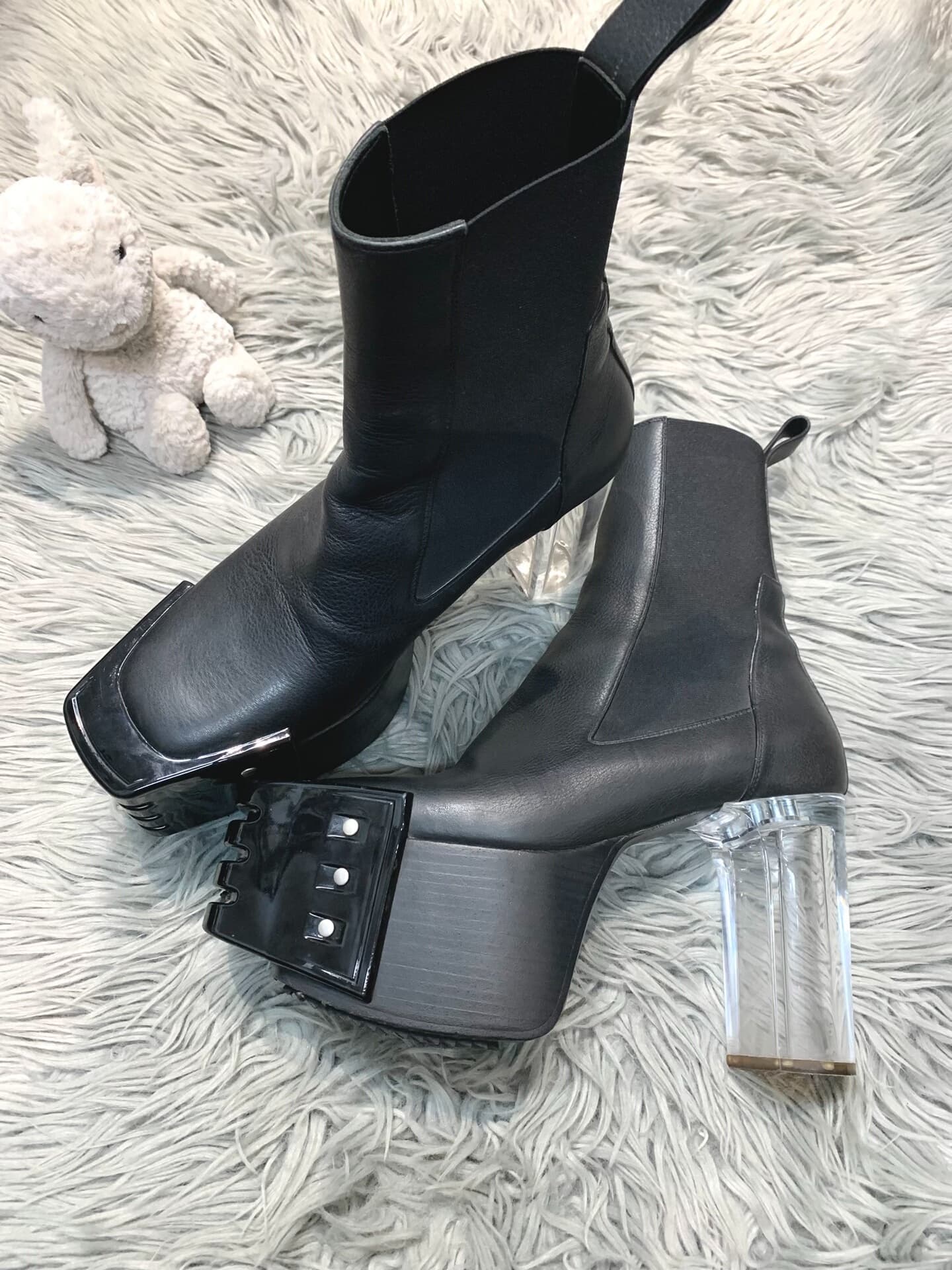 Высокие прозрачные ботинки Rick owens 22ss kiss