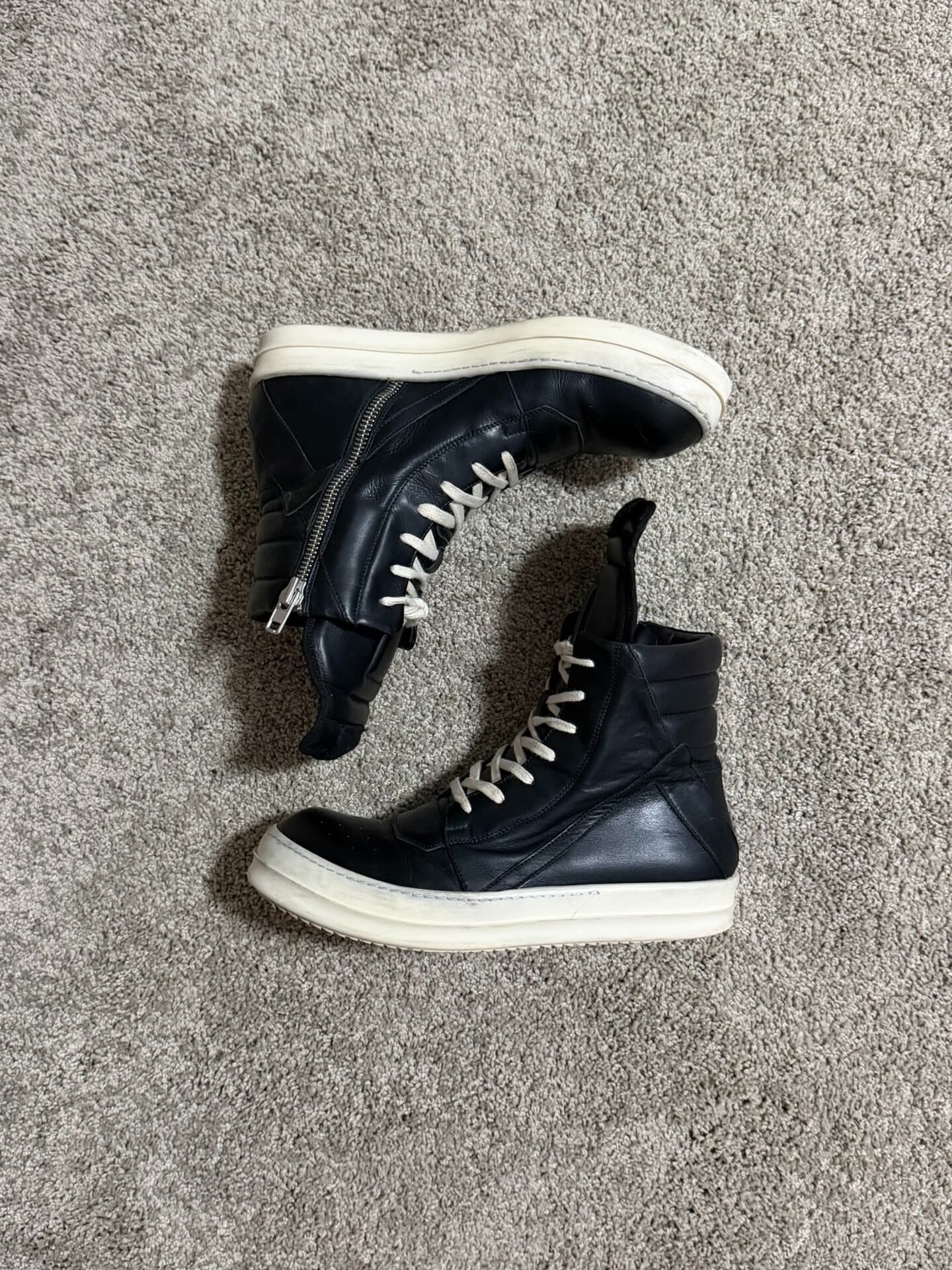 Rick Owens High Tongue чисто черный толстая подошва перевернутый треугольник