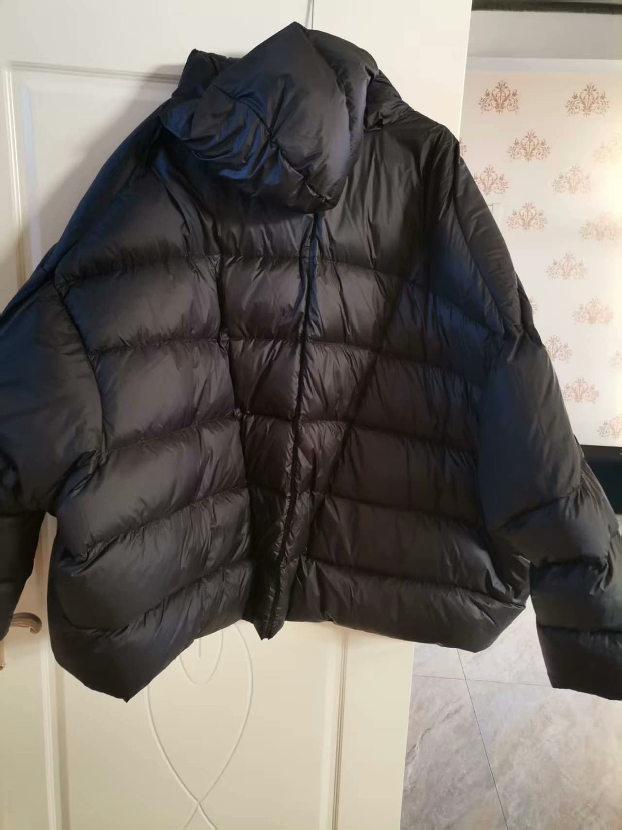 Черный пуховик Rick Owens, силуэт с капюшоном, свободный фасон, для мужчин и женщин