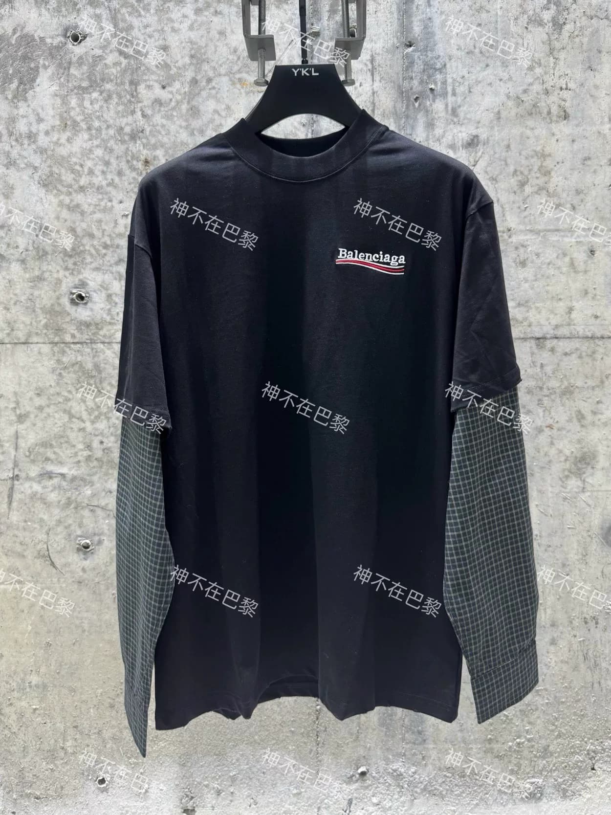 Высокая мода Balenciaga Париж Кола волна вышивка логотипа, имитация двух вещей