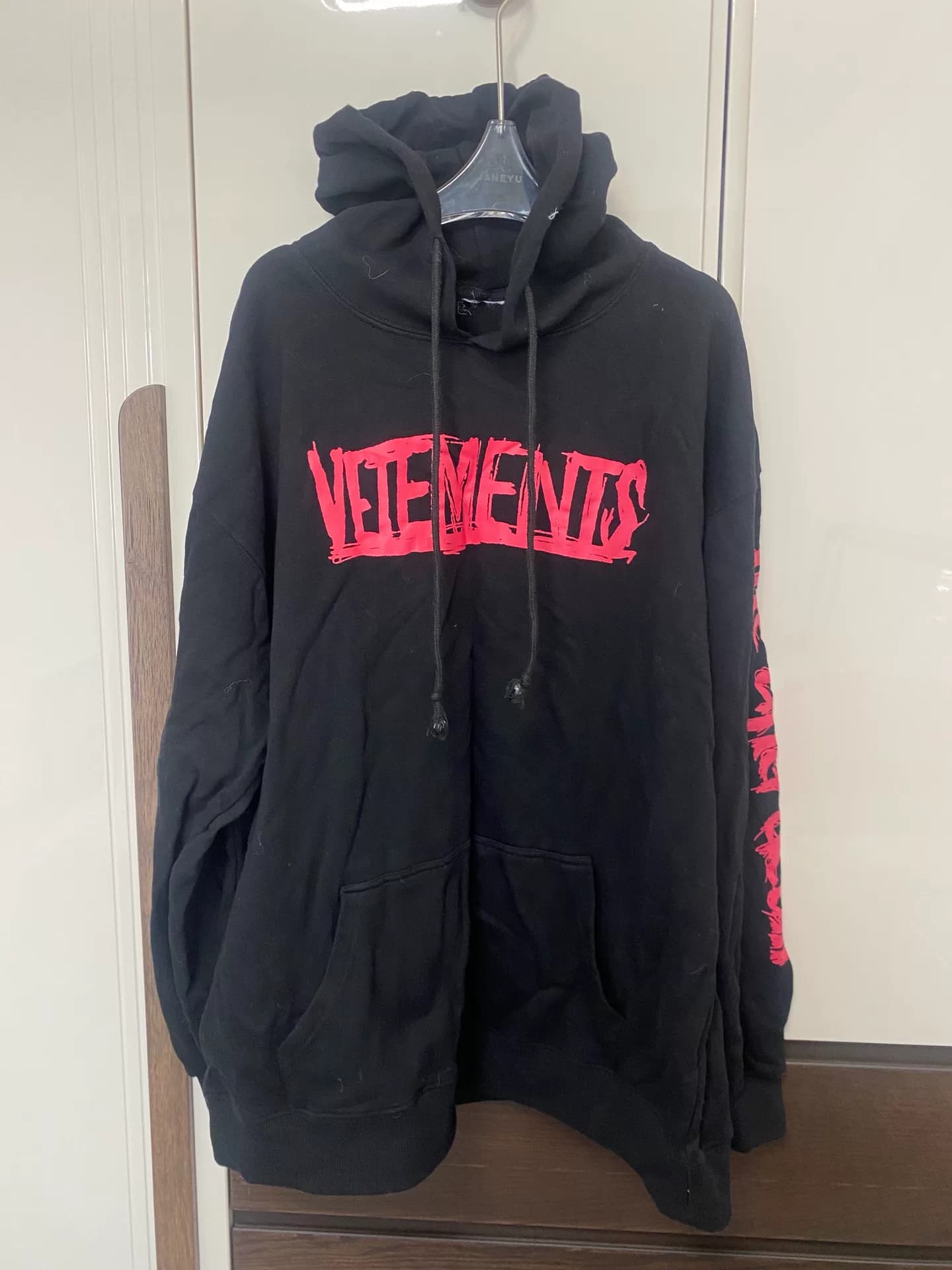 Повседневный пуловер с буквенным принтом VETEMENTS, свитер с длинными рукавами, черный