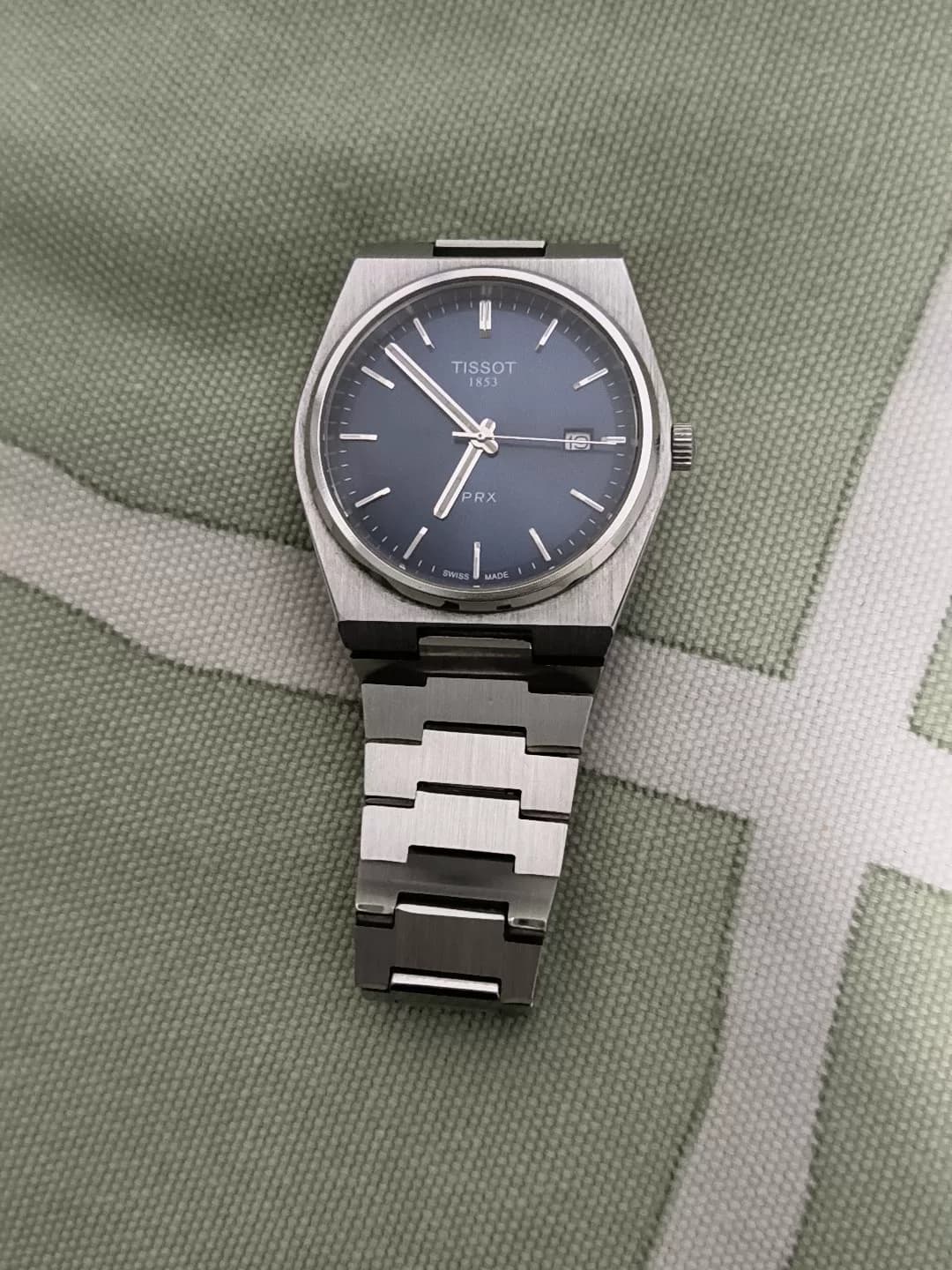 Британские мужские часы Tissot PRX Super Player Blue Disc, Ремешок из нержавеющей стали, Диаметр 40 мм, Кварцевые