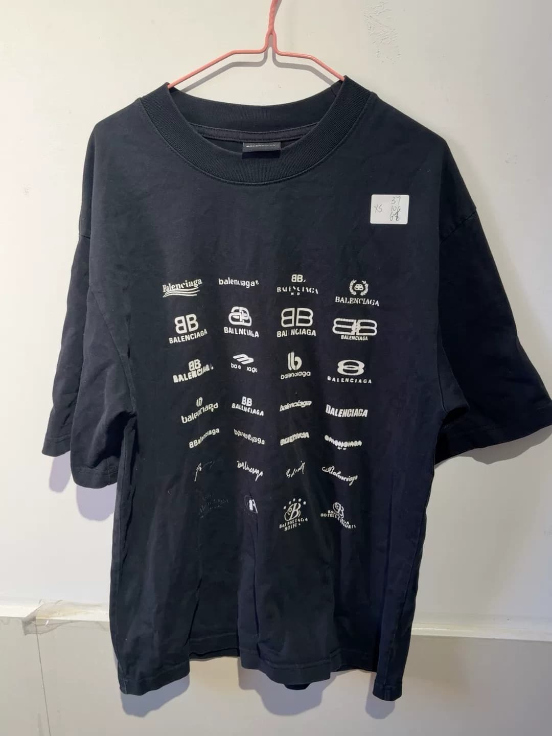Balenciaga Черная футболка с логотипом Balenciaga и коротким рукавом, размер XS