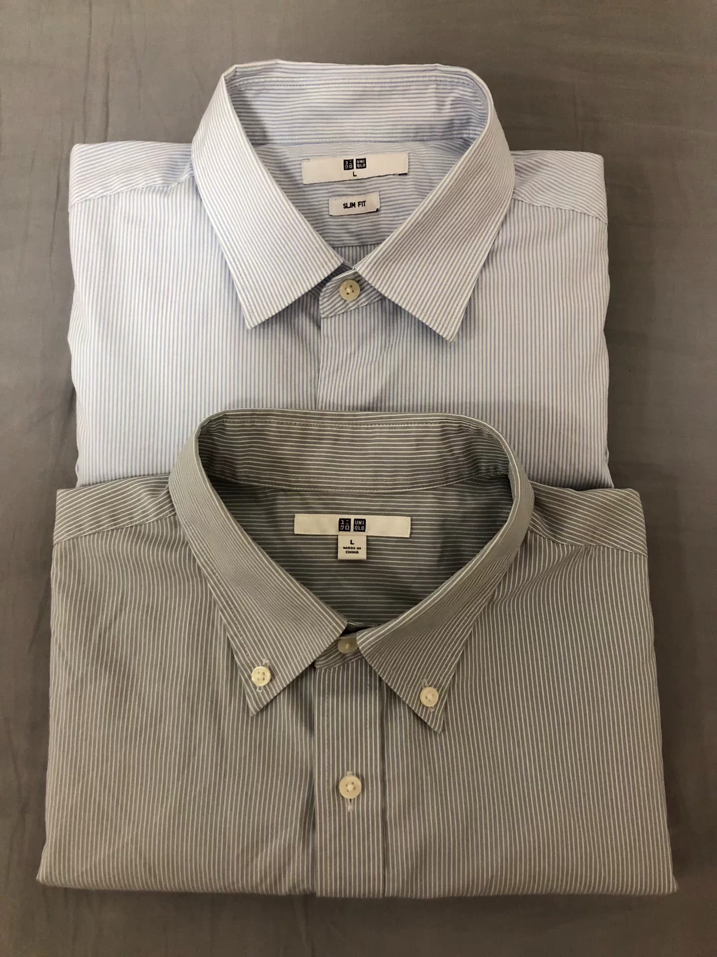 Муж-пилот Холостой Uniqlo Мужская полосатая рубашка с коротким рукавом (1 шт.), размер L, короткий рукав, светлый