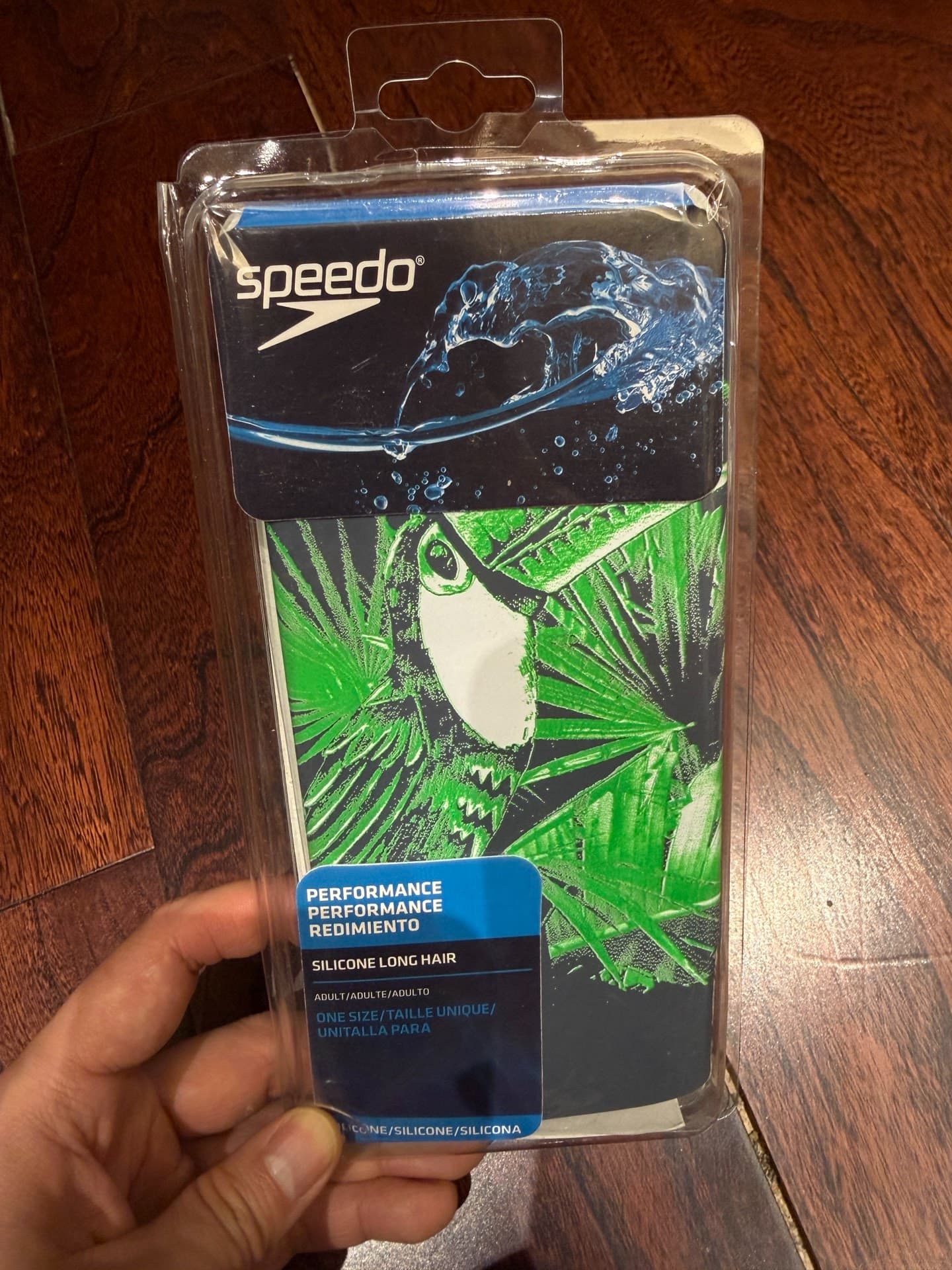 Шапочка для плавания Speedo из серии Forest Animal, выпущенная ограниченным тиражом, Шапочка для плавания Toucan Sunbird, Зеленая полевая